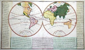 Des Mers (1720 ) shows the world and ist seas, description of the seas and the golfs