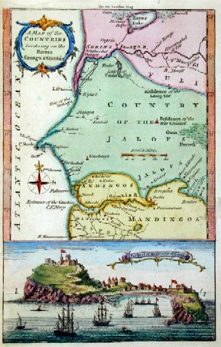 Bellin Jacques Nicolas A map of the countries bordering on the Rivers Sanaga  Gambia