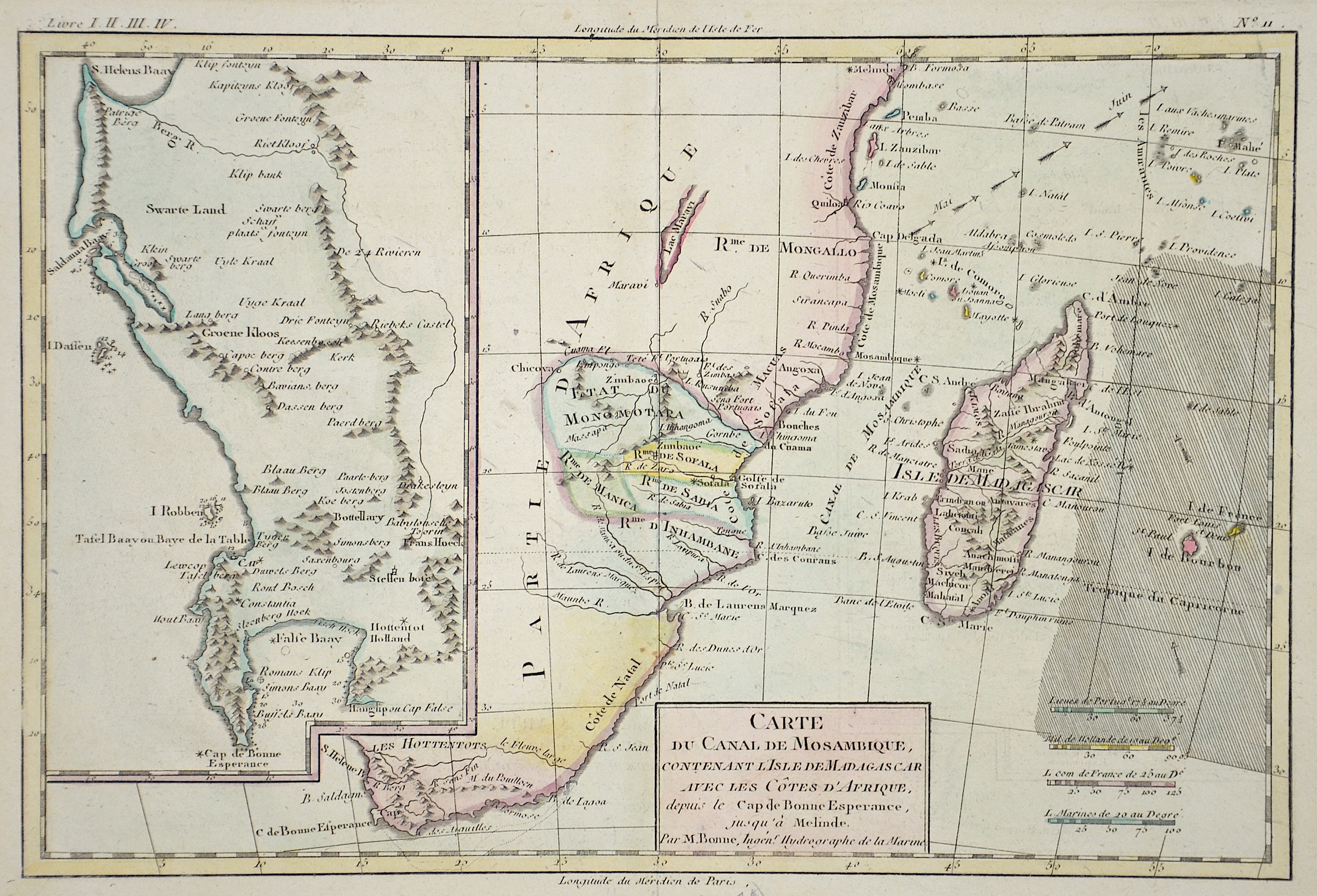 Bonne Rigobert Carte Du Canal De Mosambique, Contenant L´Isle De Madagascar Avec Les Cotes D´Afrique