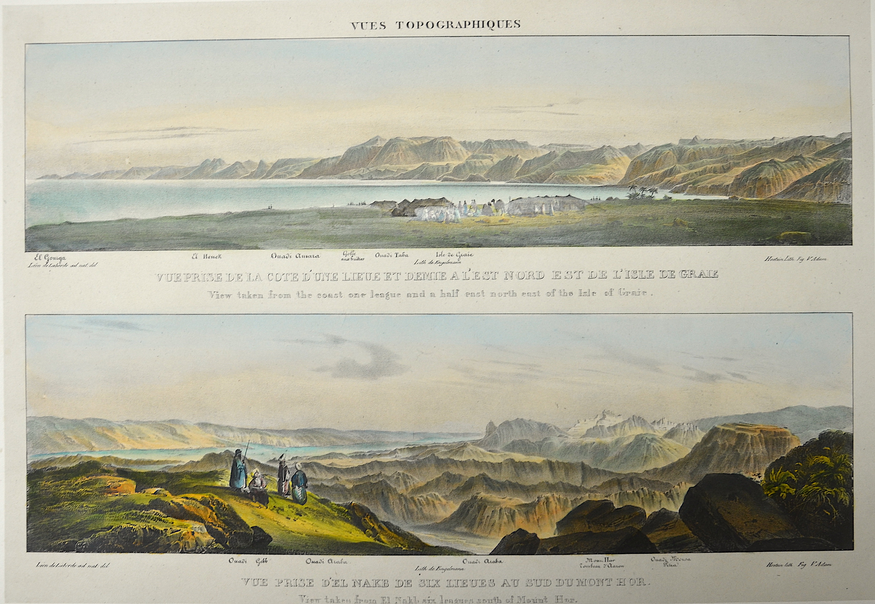 Engelmann Godefroy View taken from the coast one league and a half east north-east of the isle of Graie/View taken from L Nakb six leagues sout of Mount Hor