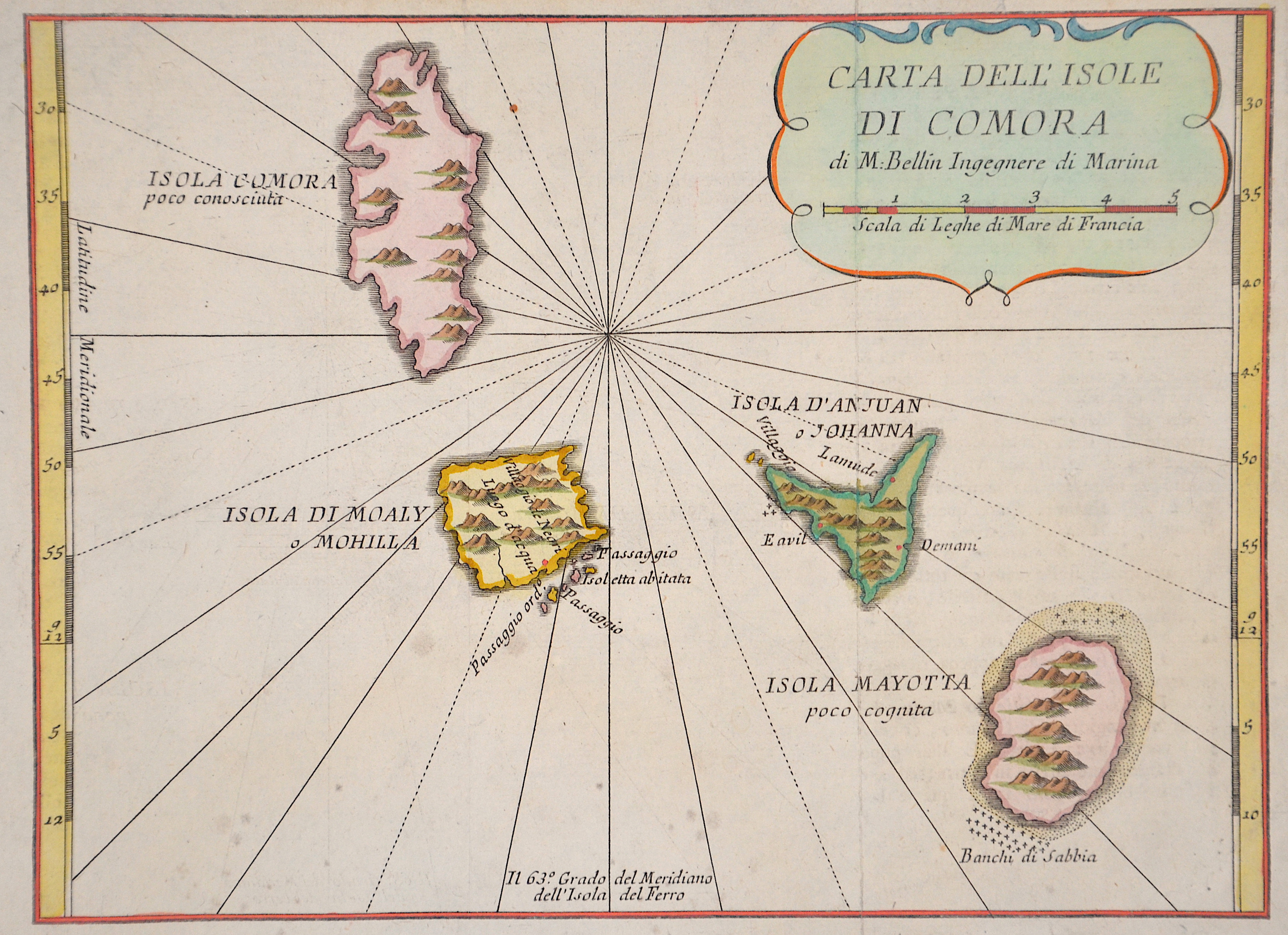 Bellin Jacques Nicolas Carta dell isole di Comora
