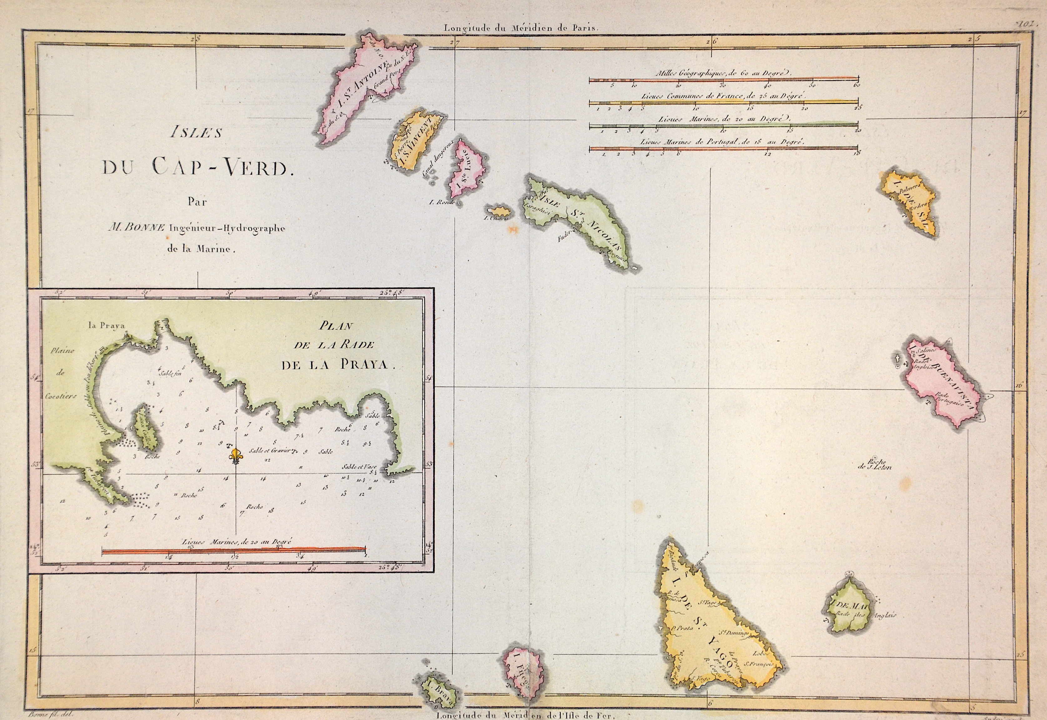 Bonne Rigobert Isles du Cap- Verd. / Plan de la Rade De la Praya