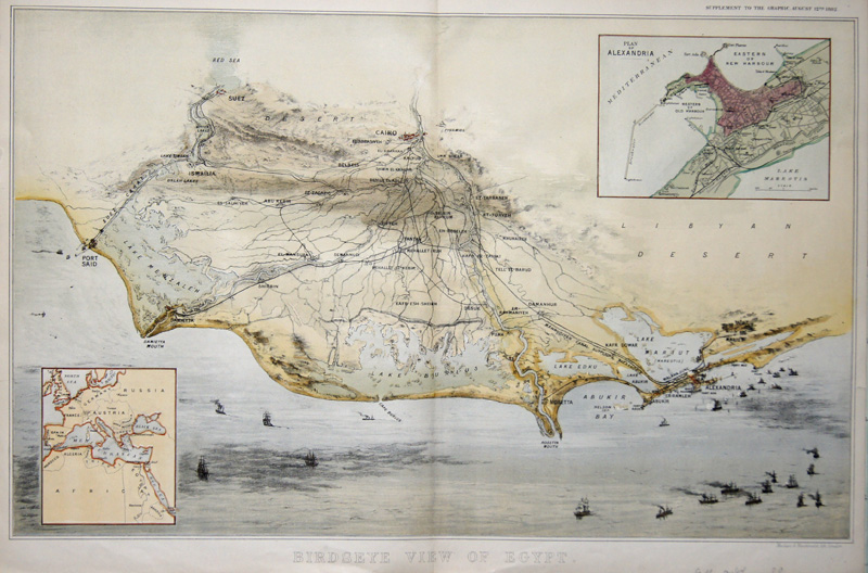 Maclure & Macdonald  Birdseye view of egypt. Plan of Alexandria