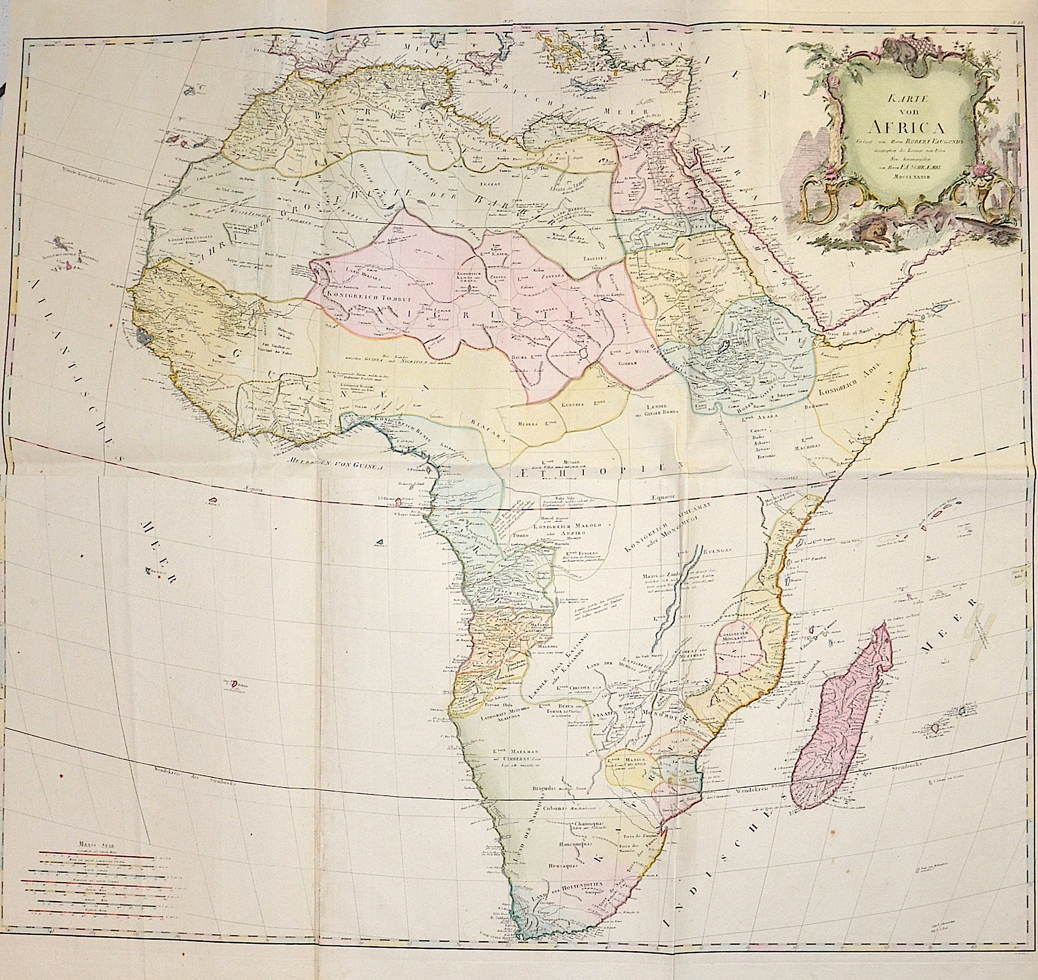 Schraembl/ Vaugondy Robert  Karte von Africa Verfasst von Herrn Robert Vaugondy Geographen des Koenigs von Polen Neu herausgegeben von Herrn F.A. Schraembl MDCCLXXXVII