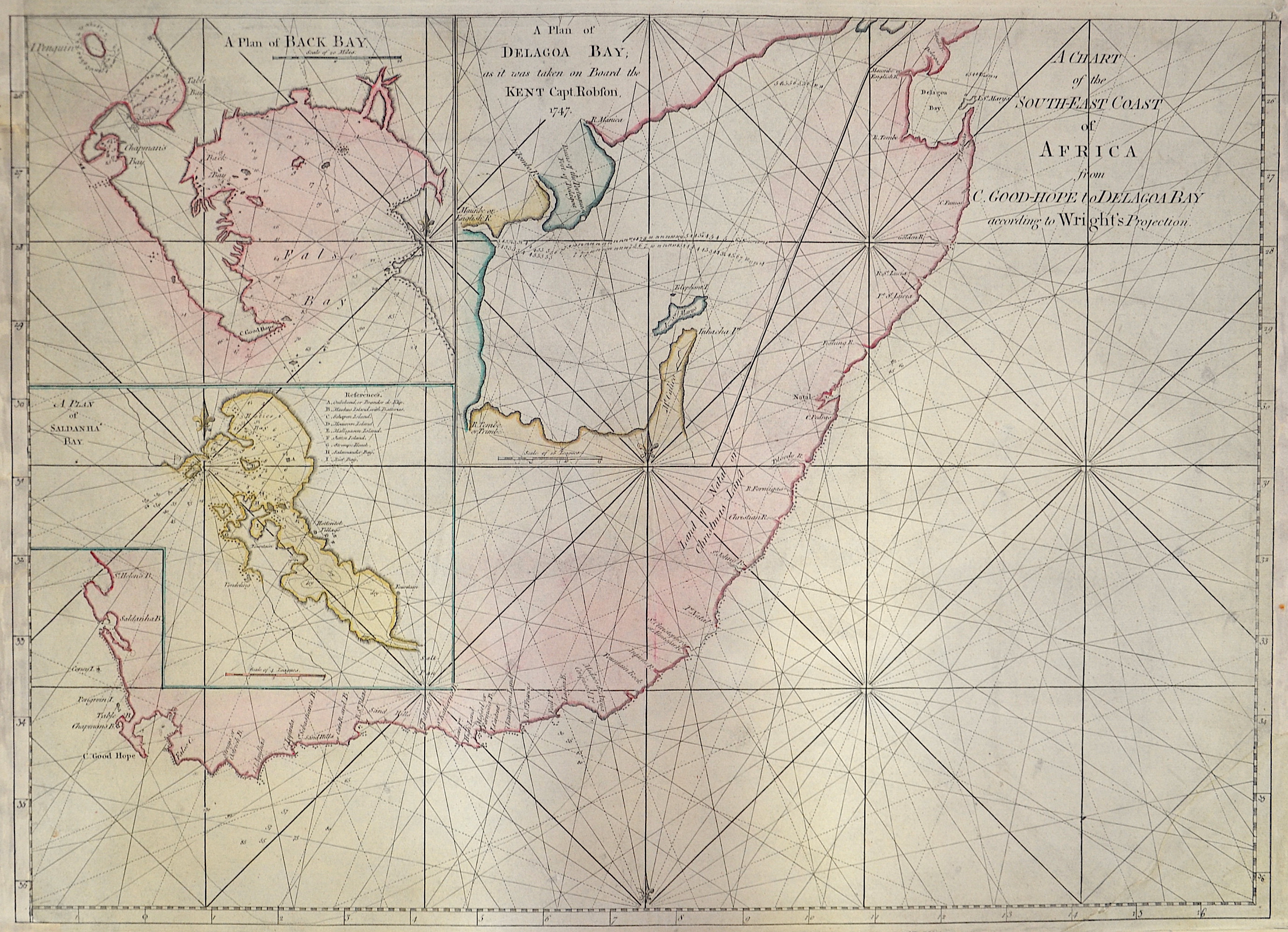 Anonymus  A Chart of the South-East Coast of Africa from C. Good-Hope to Delagoa Bay according to Wright’s Projection.