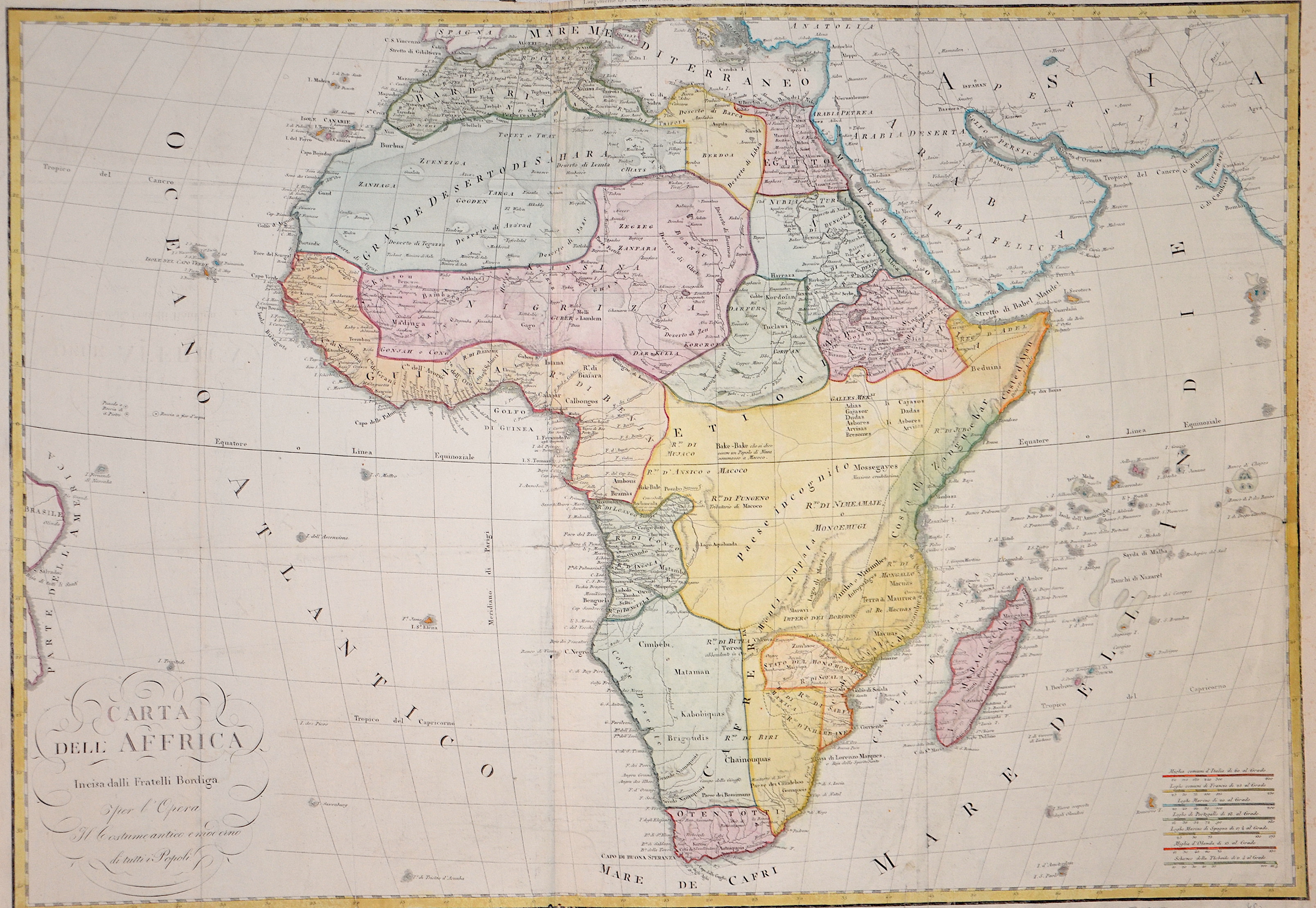 Anonymus  Carta dell Affrica in eisa dalli Fratelli Bordiga.