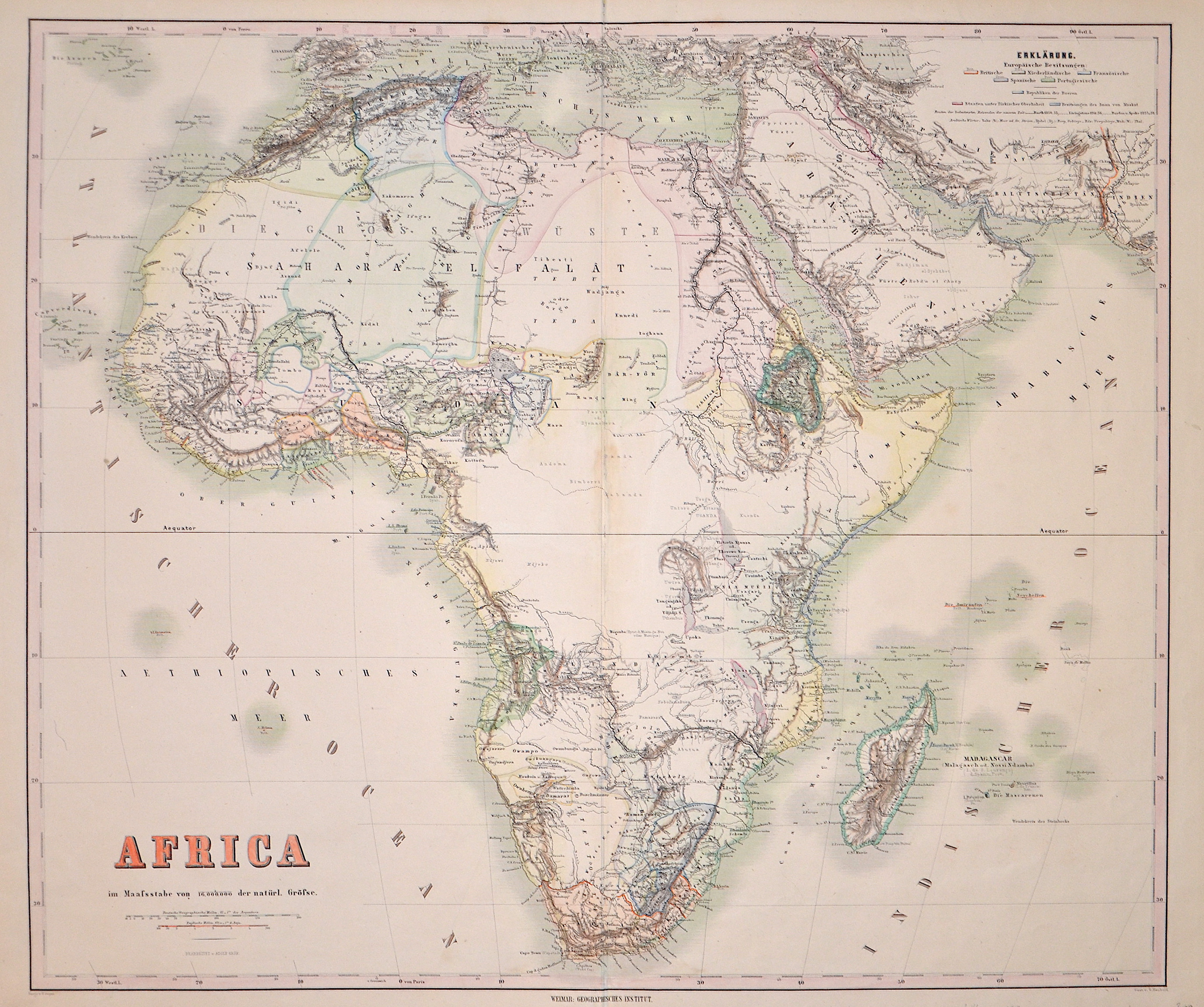 Haubold G. Africa im Maassstabe von 1/16.000.000 der natürl. Grösse.