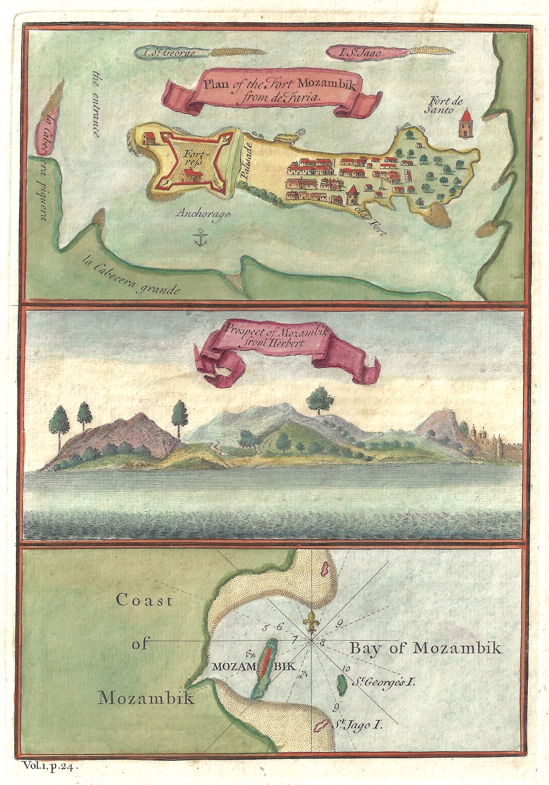 Anonymus  Plan of the Fort Mozambik from de Faria. Prospect of Mozambik Froni Herbert
