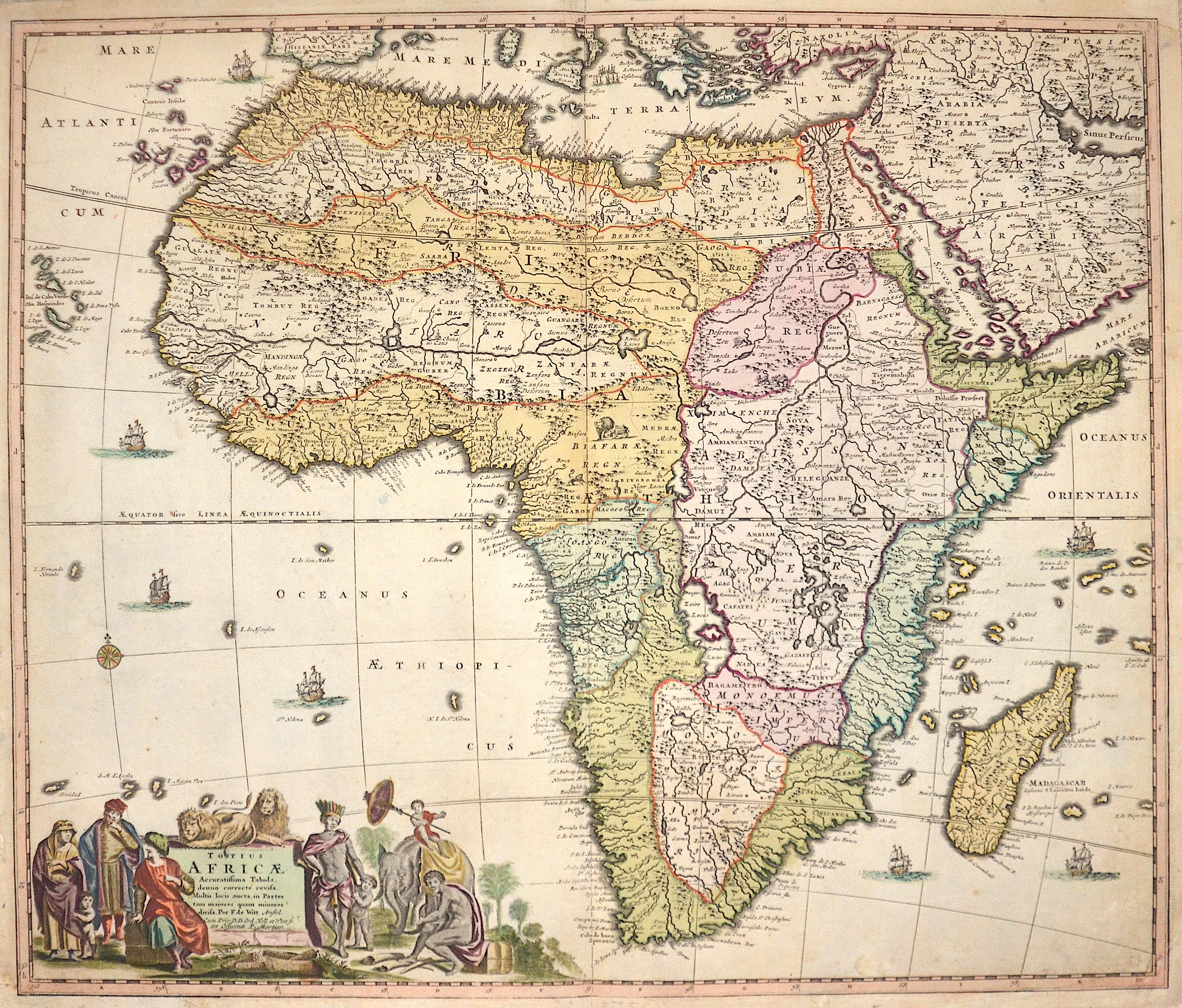 Wit,de/ Mortier,P. Frederick Totius Africae Accuratissima Tabula, denuo correcté revisa.