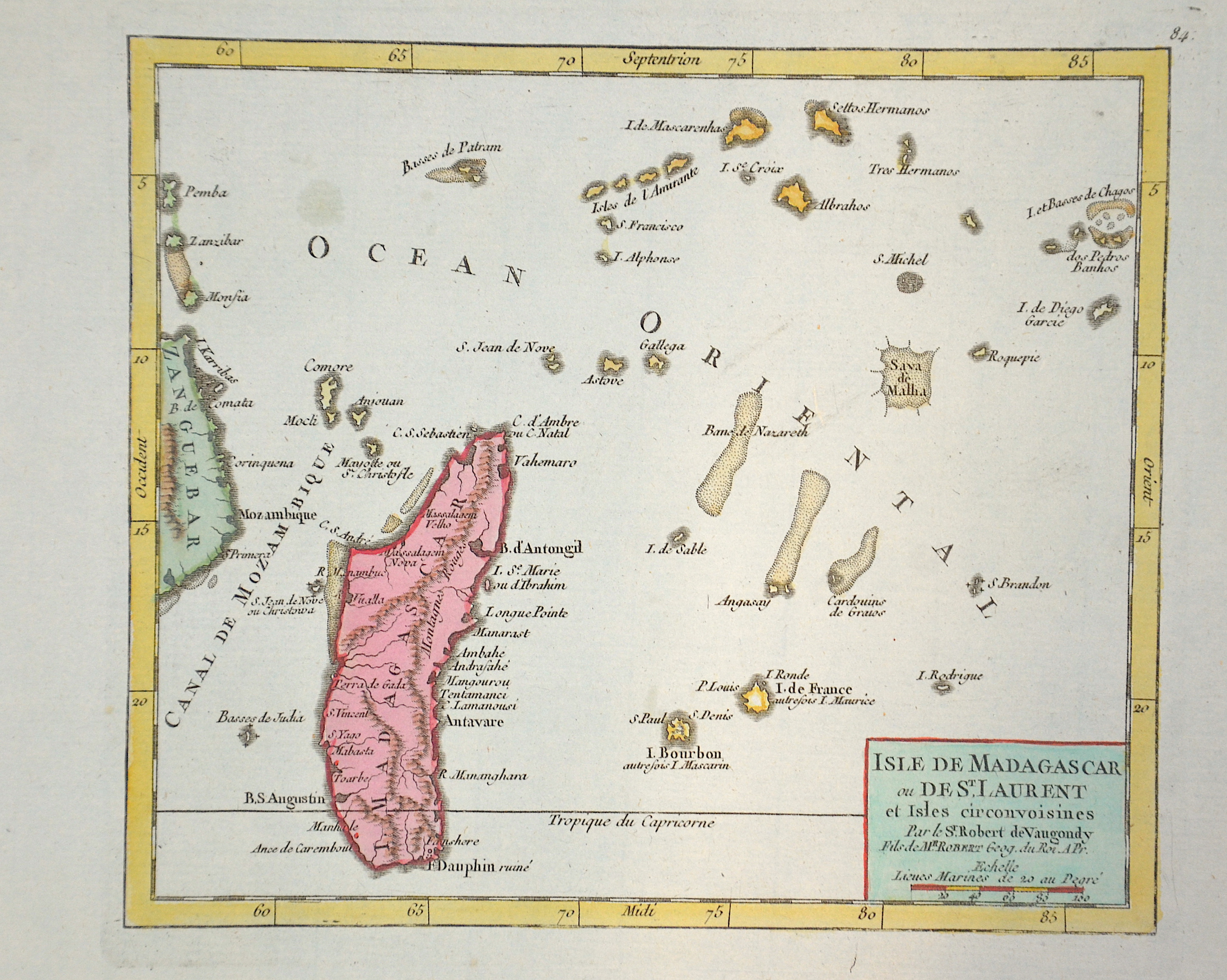 Vaugondy,de Robert Isle de Madagascar ou de St. Laurent et Isles circonvoisines