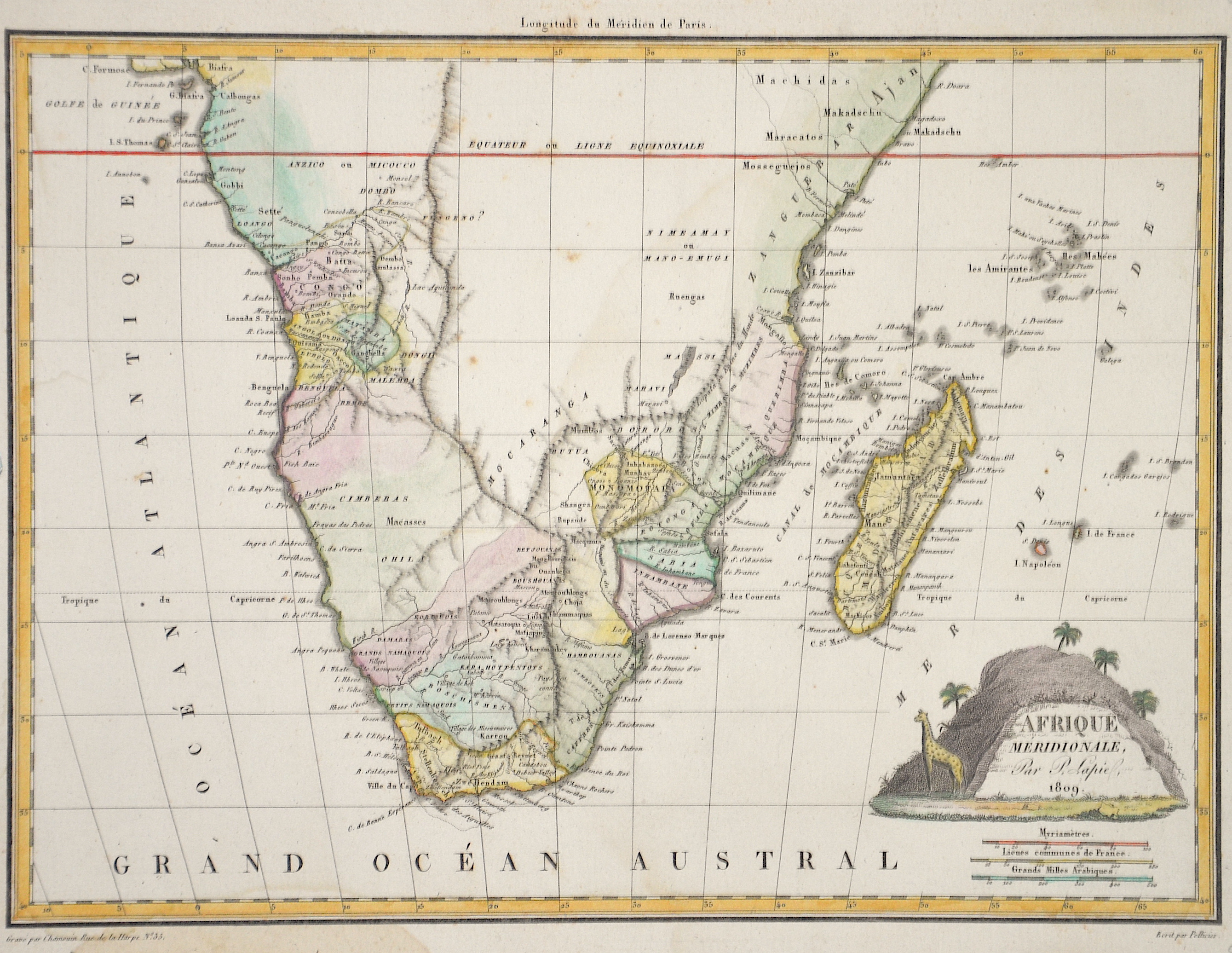 Lapie  Afrique Meridionale, Par P. Lapie, 1809.