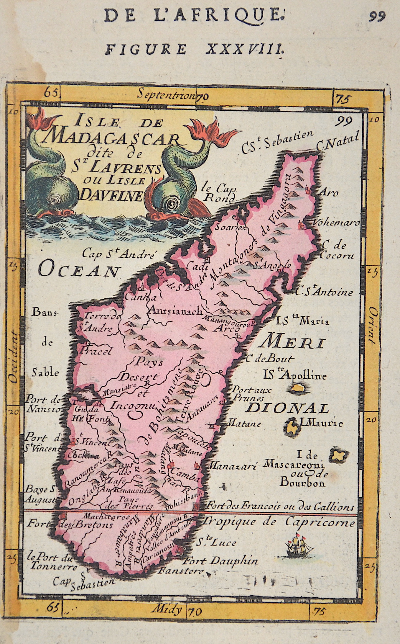 Mallet Alain Manesson Isle de Madagascar dite de St. Laurenz ou el isle Davfine