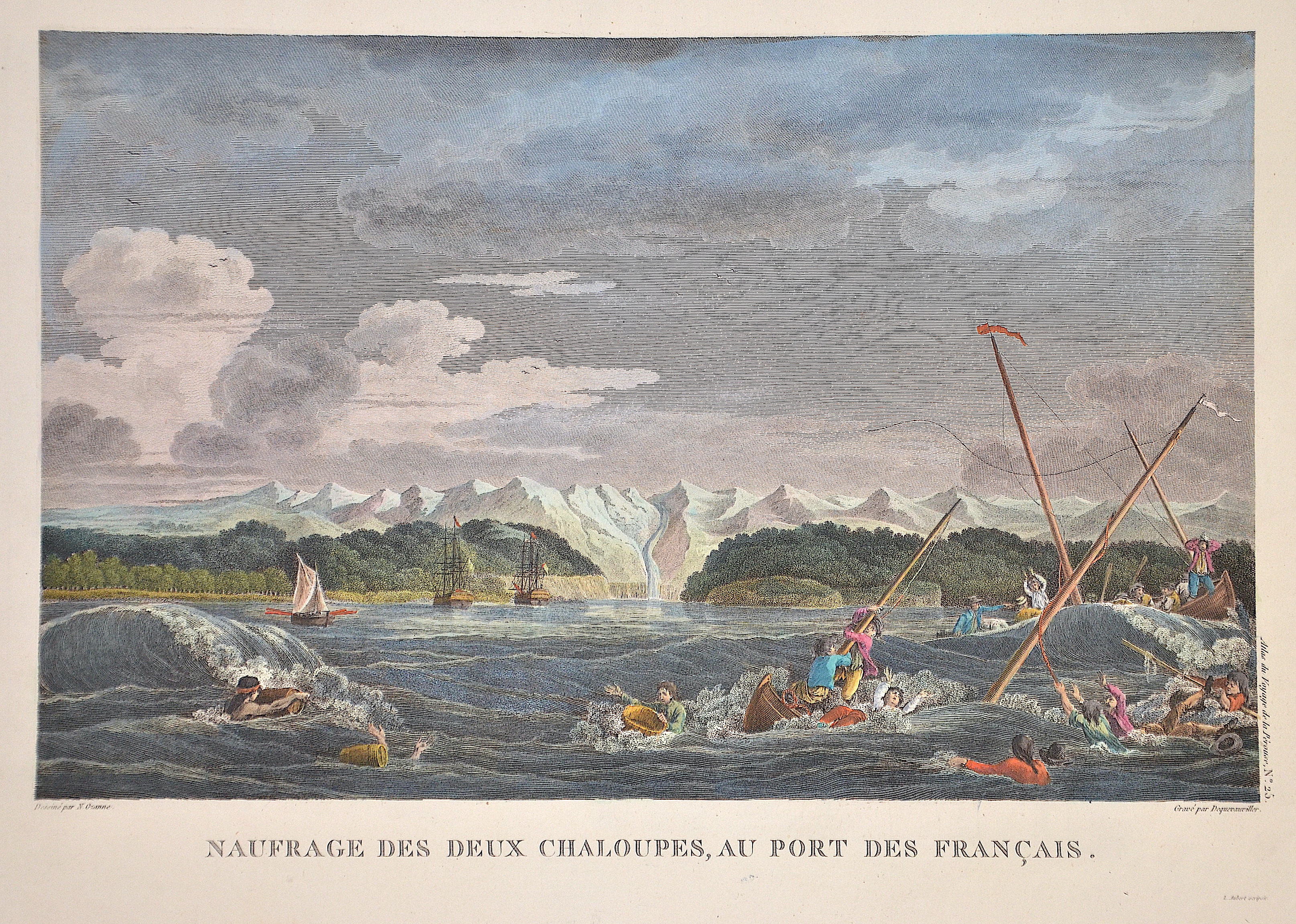 Pérouse, la Jean Francois Naufrage des deux Chaloupes, au Port des Francais