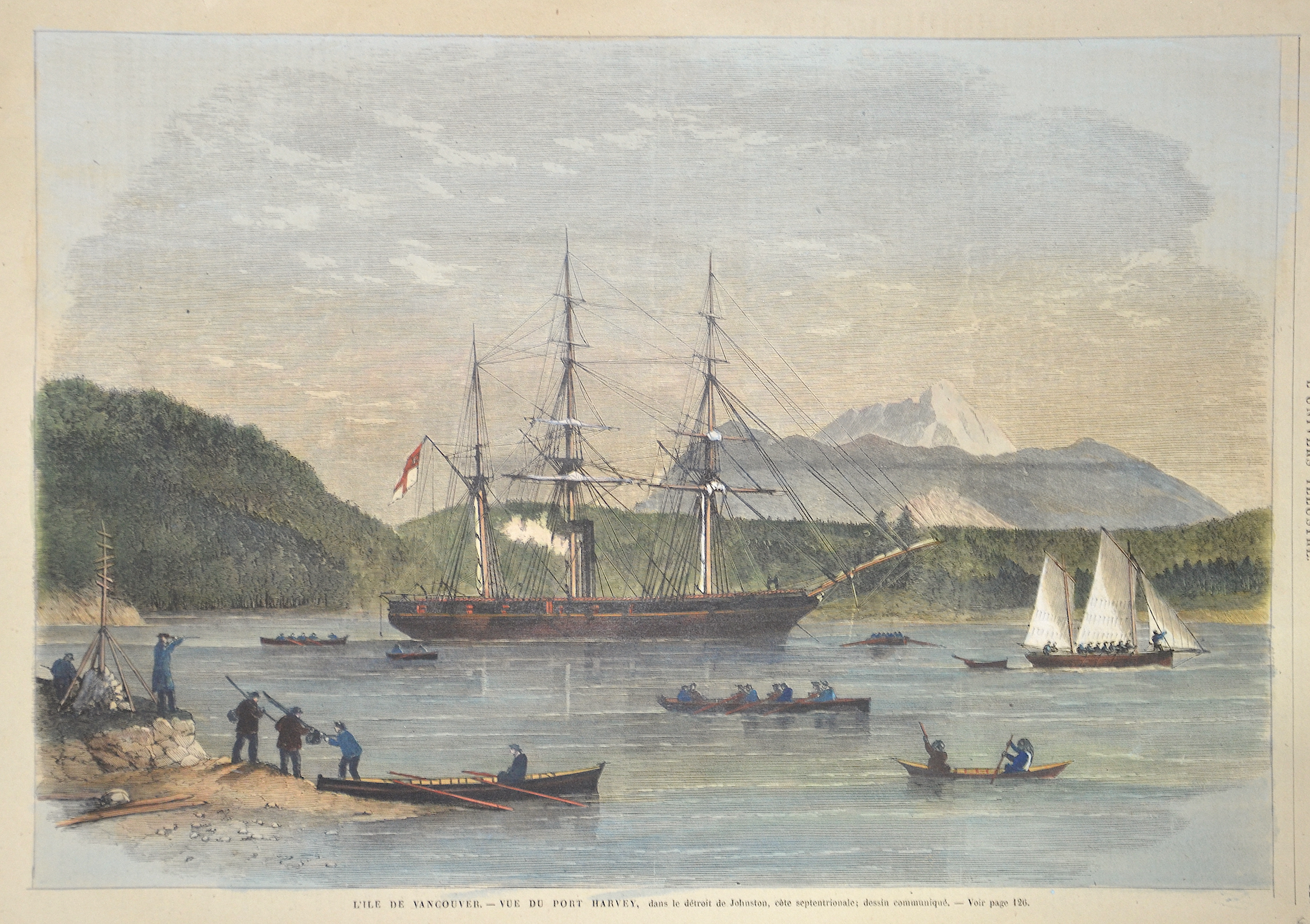 Anonymus  L’ile de Vancouver. – Vue du Port Harvey, dans le détroit de Johnston, cote septentrionale.