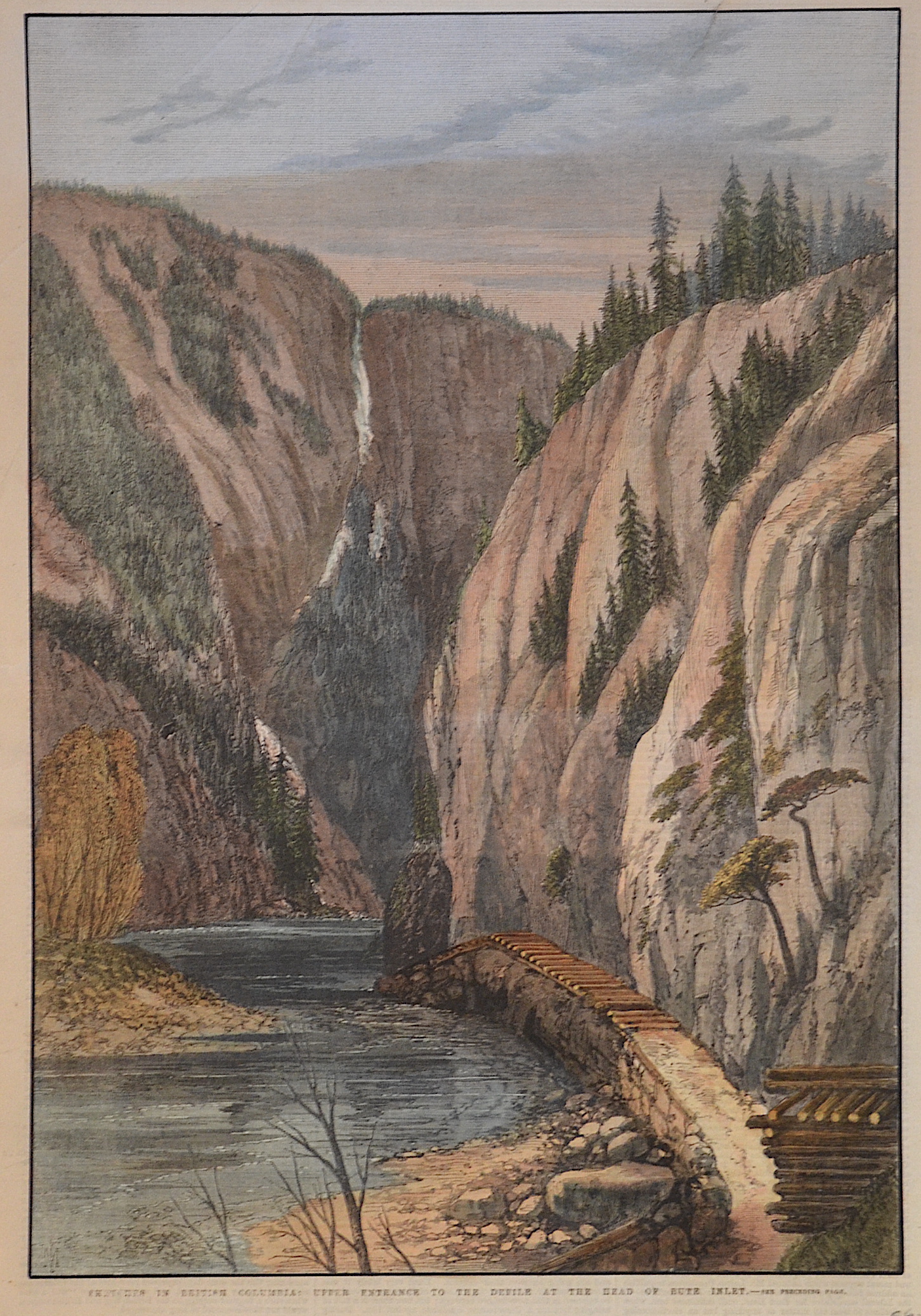 Anonymus  Sketches in British Columbia: Upper entrance to the defile at the head of Bute Inlet.
