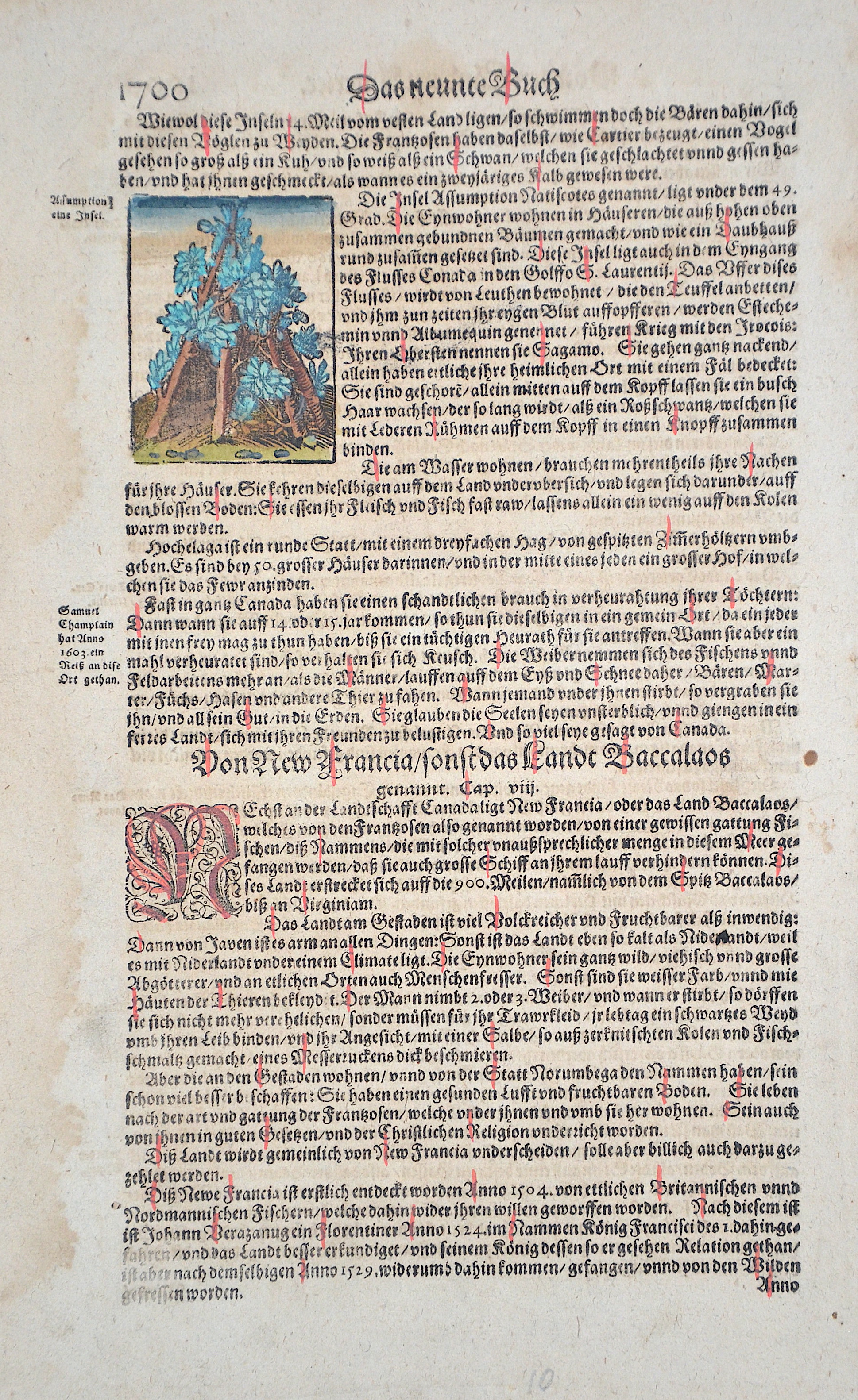 Münster Sebastian 1699 Von den Ländern Americe. / 1700 Das neunte Buch / Assumption eine Insel.