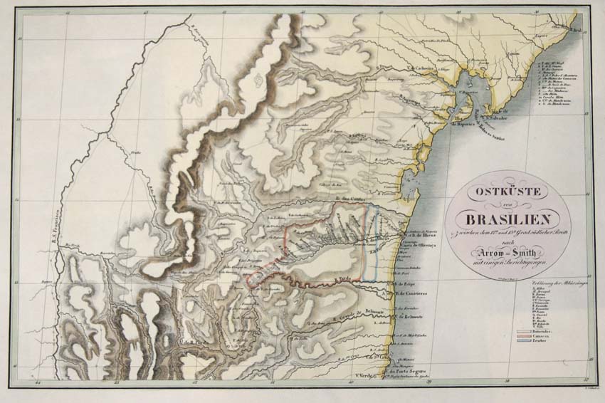 Wied-Neuwied Maximilian, Ostküste von Brasilien zwischen dem 12n und 15n Grad südlicher Breite nach Arrow-Smith mit einigen Berichtigungen.