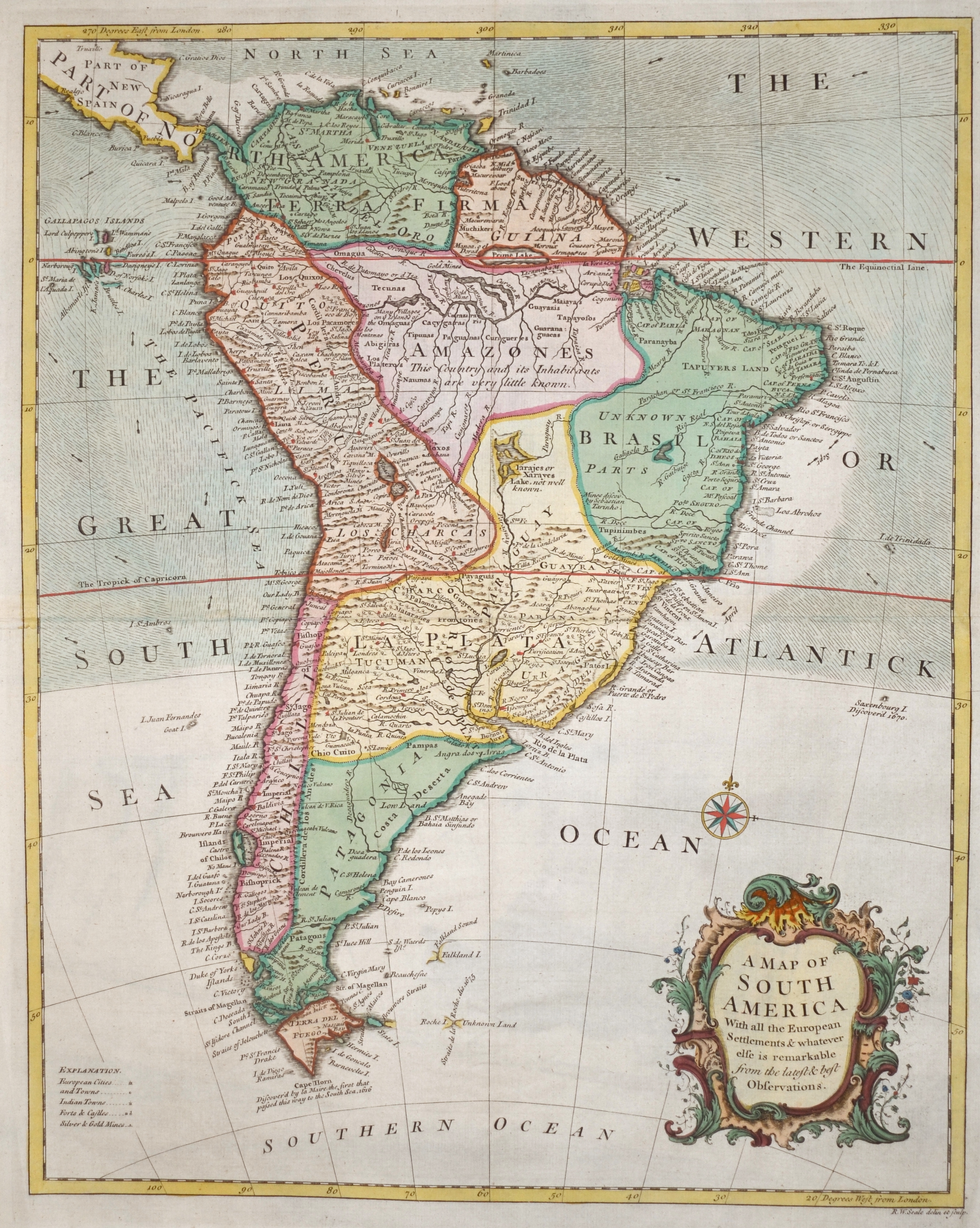 Seale  A Map of South America With all the European Settlements & whatever else is remarkable