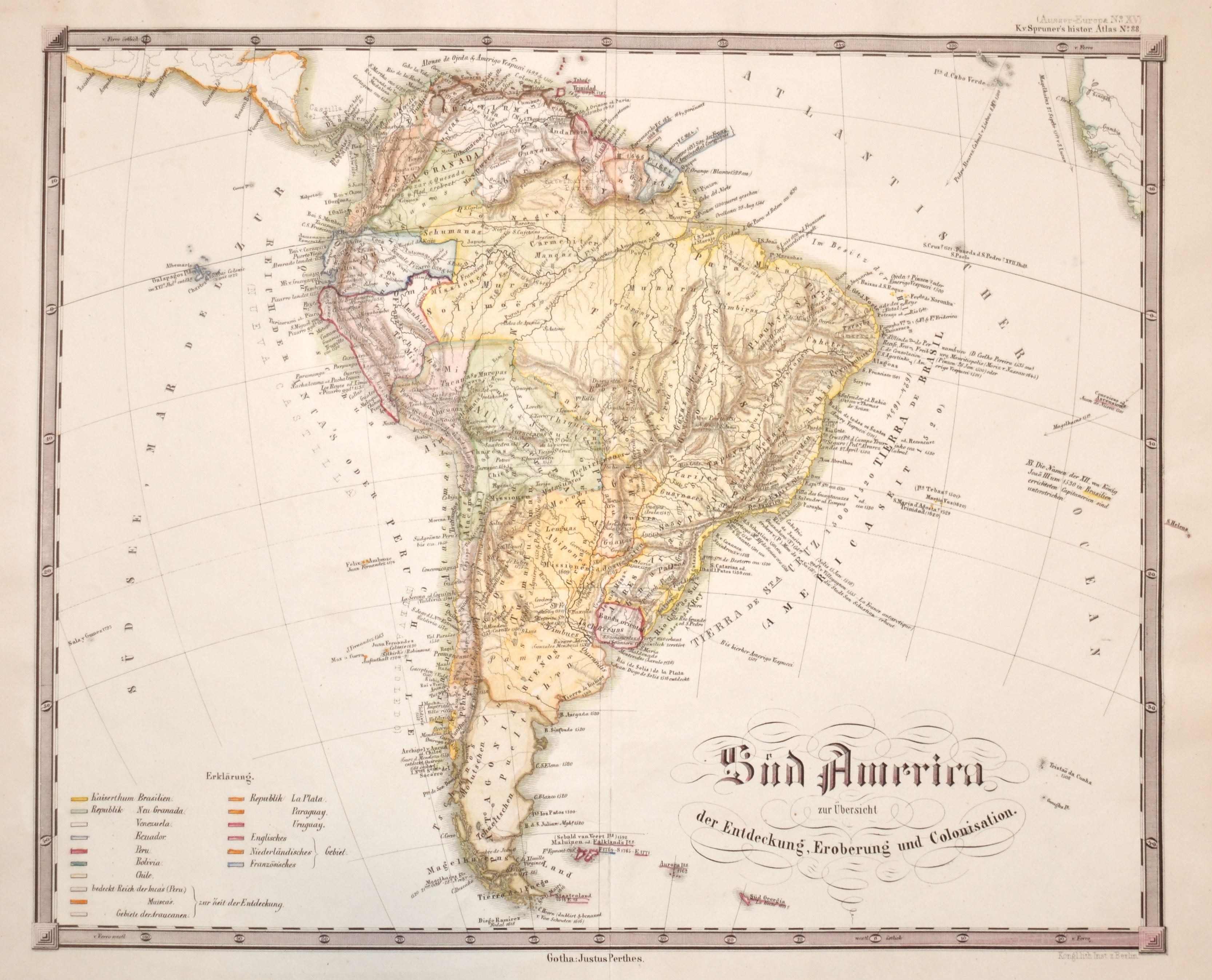 Perthes Justus Süd America zur Übersicht der Entdeckung, Eroberung und Colonisation