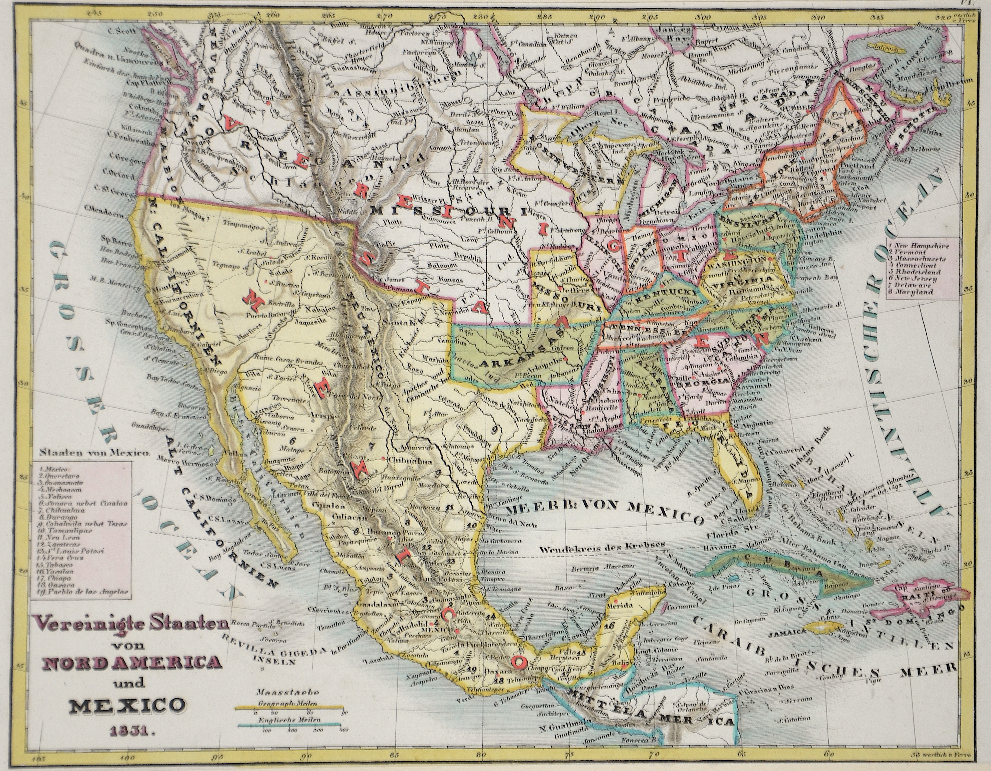 Kunstanstalt Hildburghausen  Vereinigte Staaten von Nordamerica und Mexico 1831.