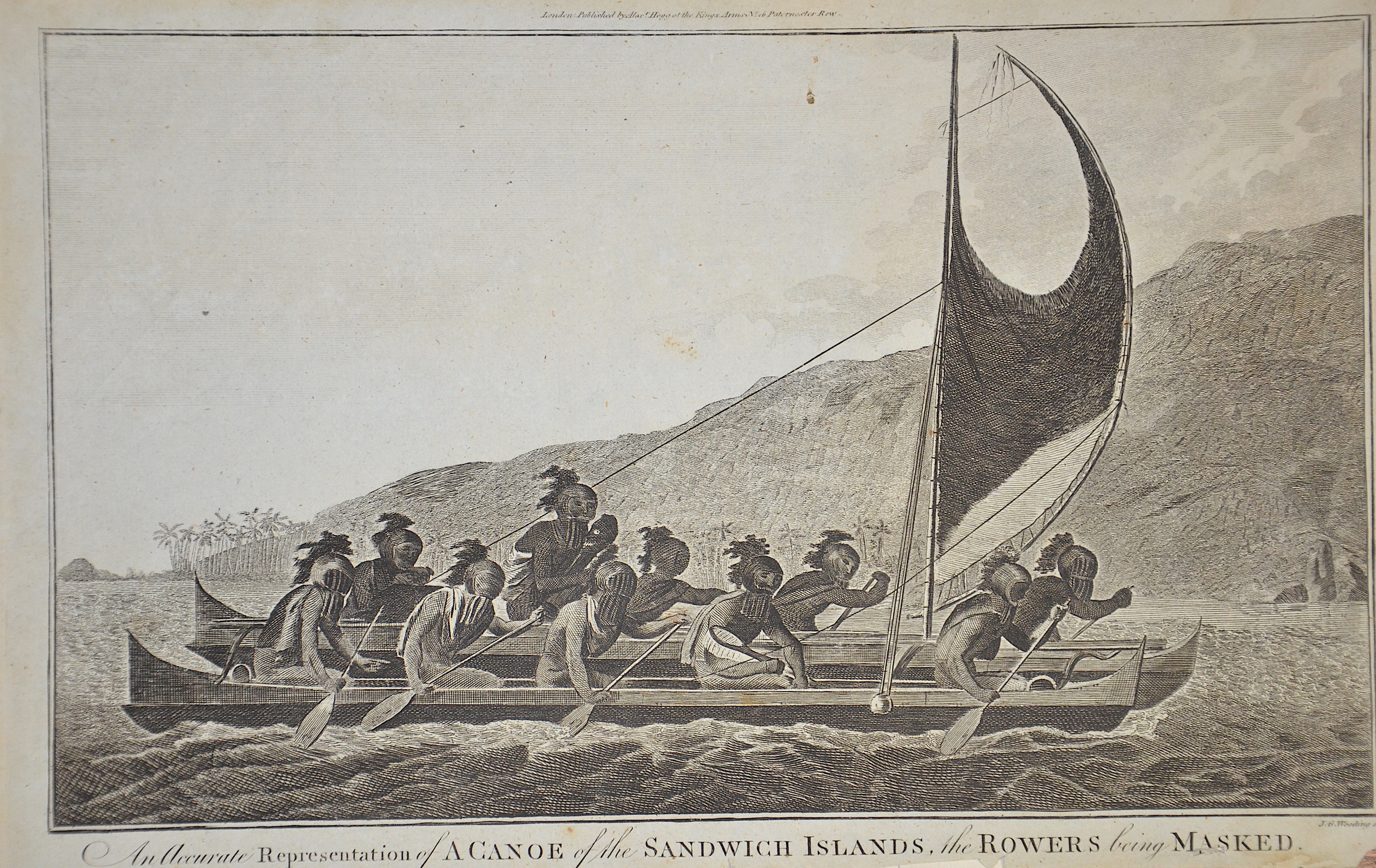 Hogg Alexander An Accurate Representation of a Canoe of the Sandwich Islands, the Rowers being Masked.