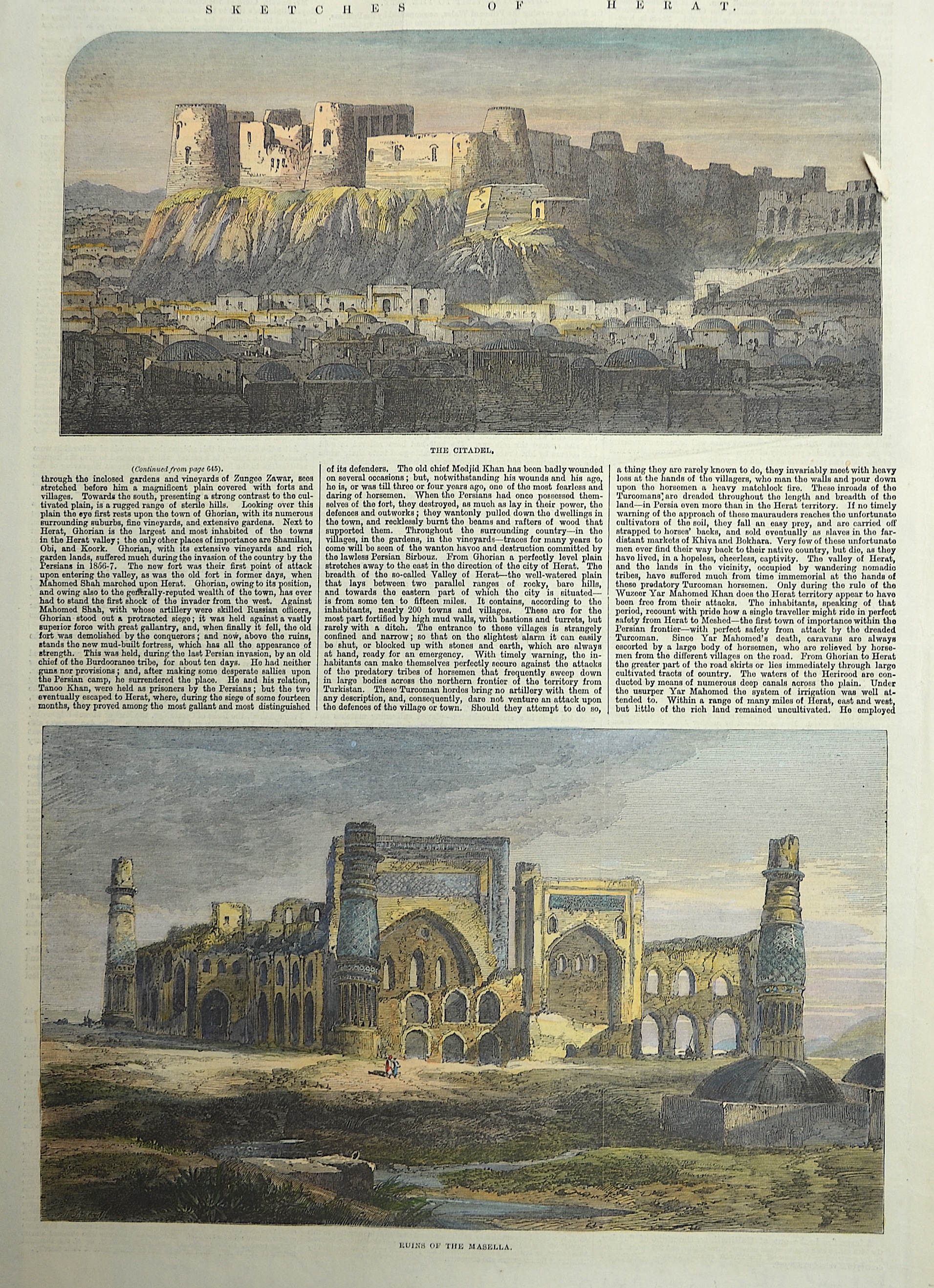 Anonymus  Sketches of Herat. / The Citadel. / Ruins of the Masella.