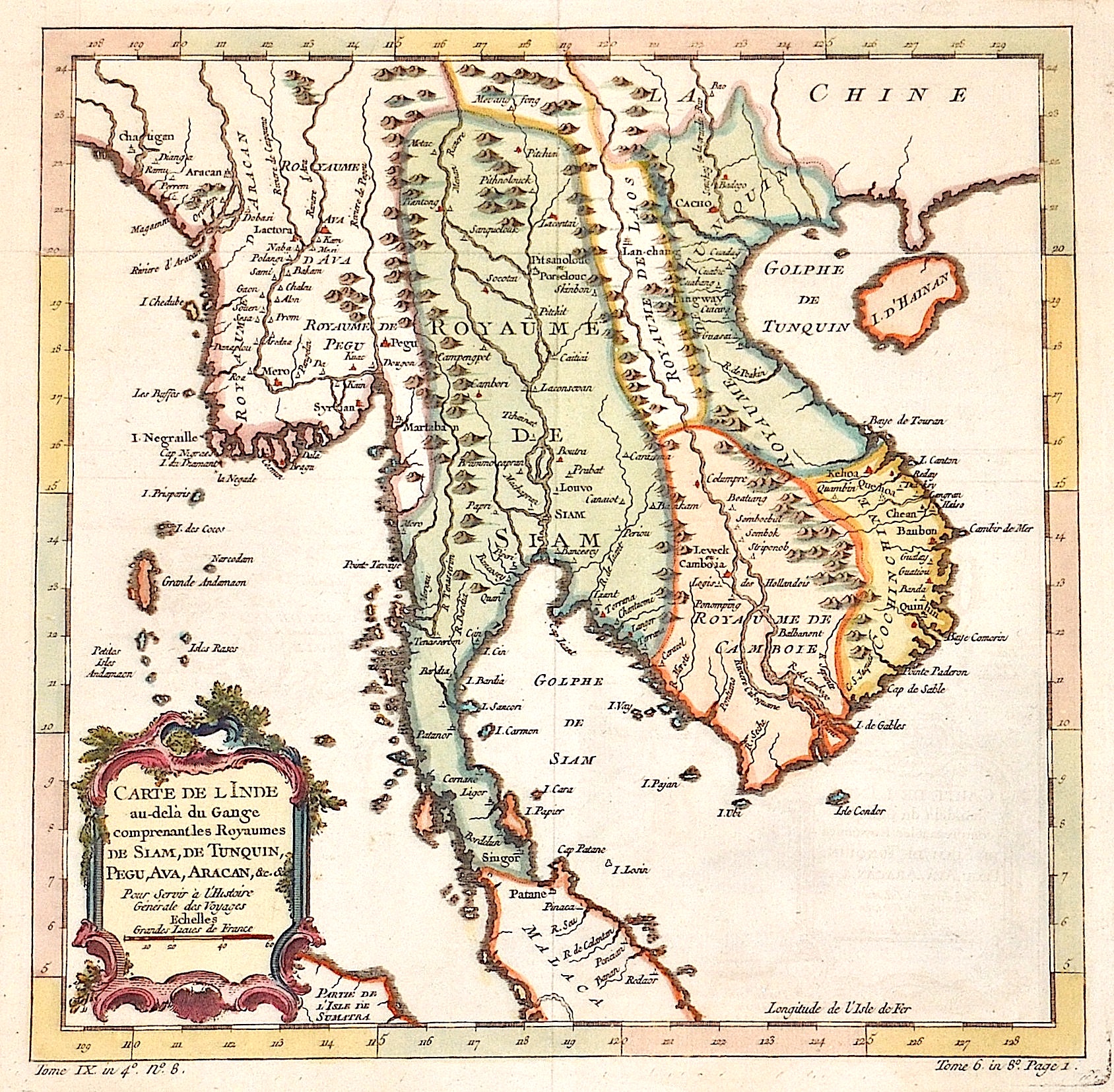 Fer, de Nicolas Carte de l Inde au-de la du Gange comprenant les Royaume de Siam, de Tunquin, Pegu, Ava, Aracan….