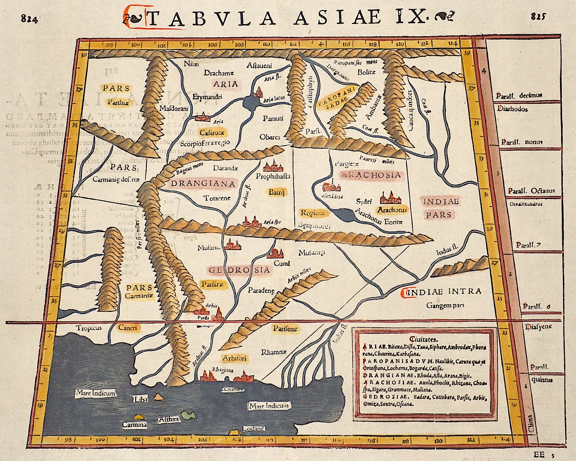 Ptolemy/Münster Sebastian Claudius Tabula Asiae IX
