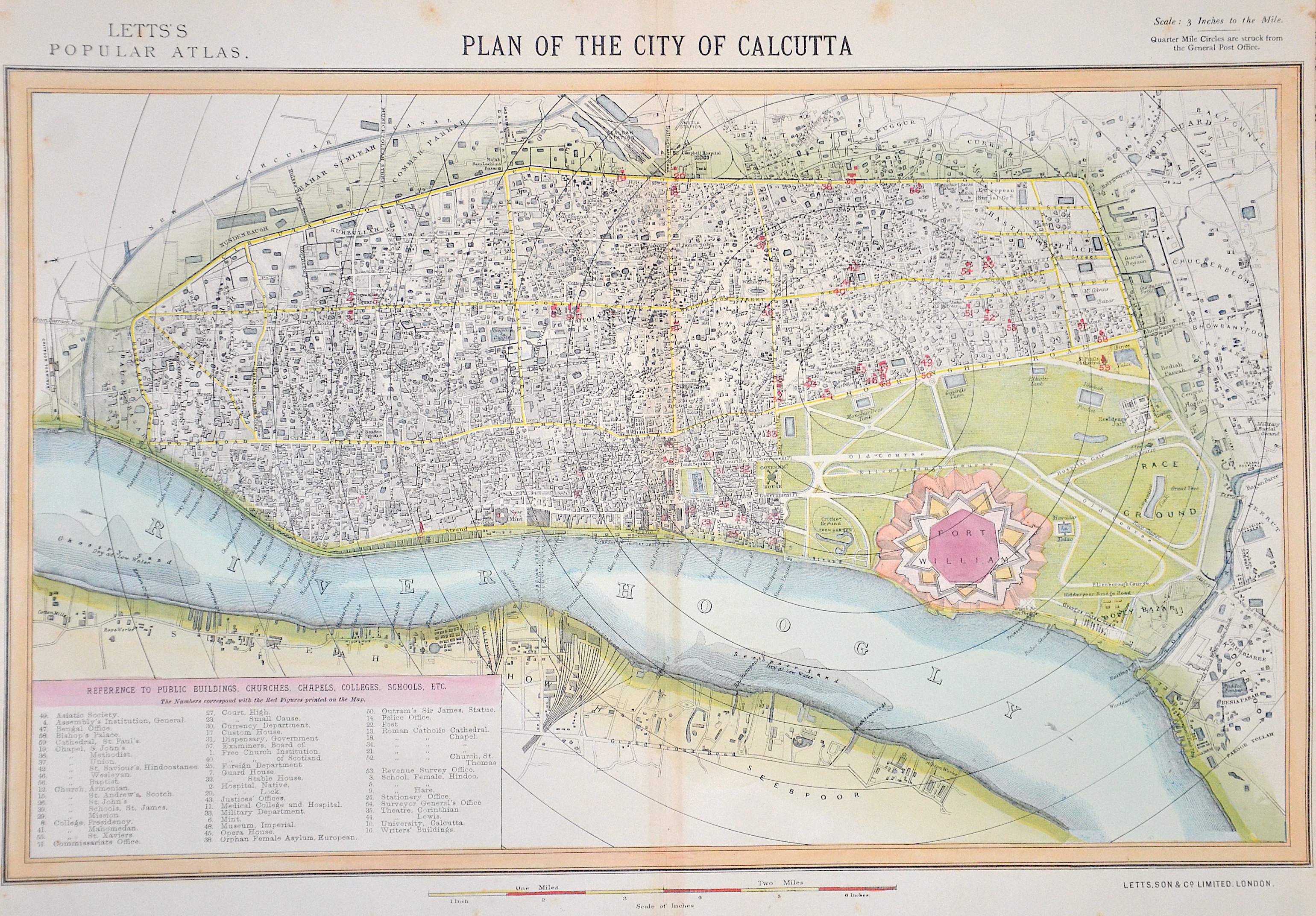 Letts Son & Co  Plan of the City of Calcutta / Letts’s Popular Atlas.
