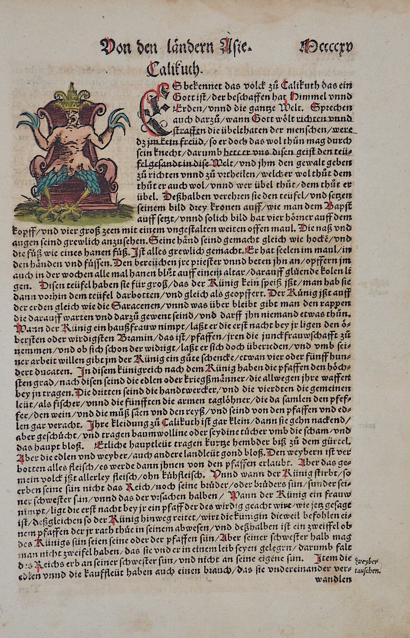 Münster  Von den Ländern Asie. Calikuth.