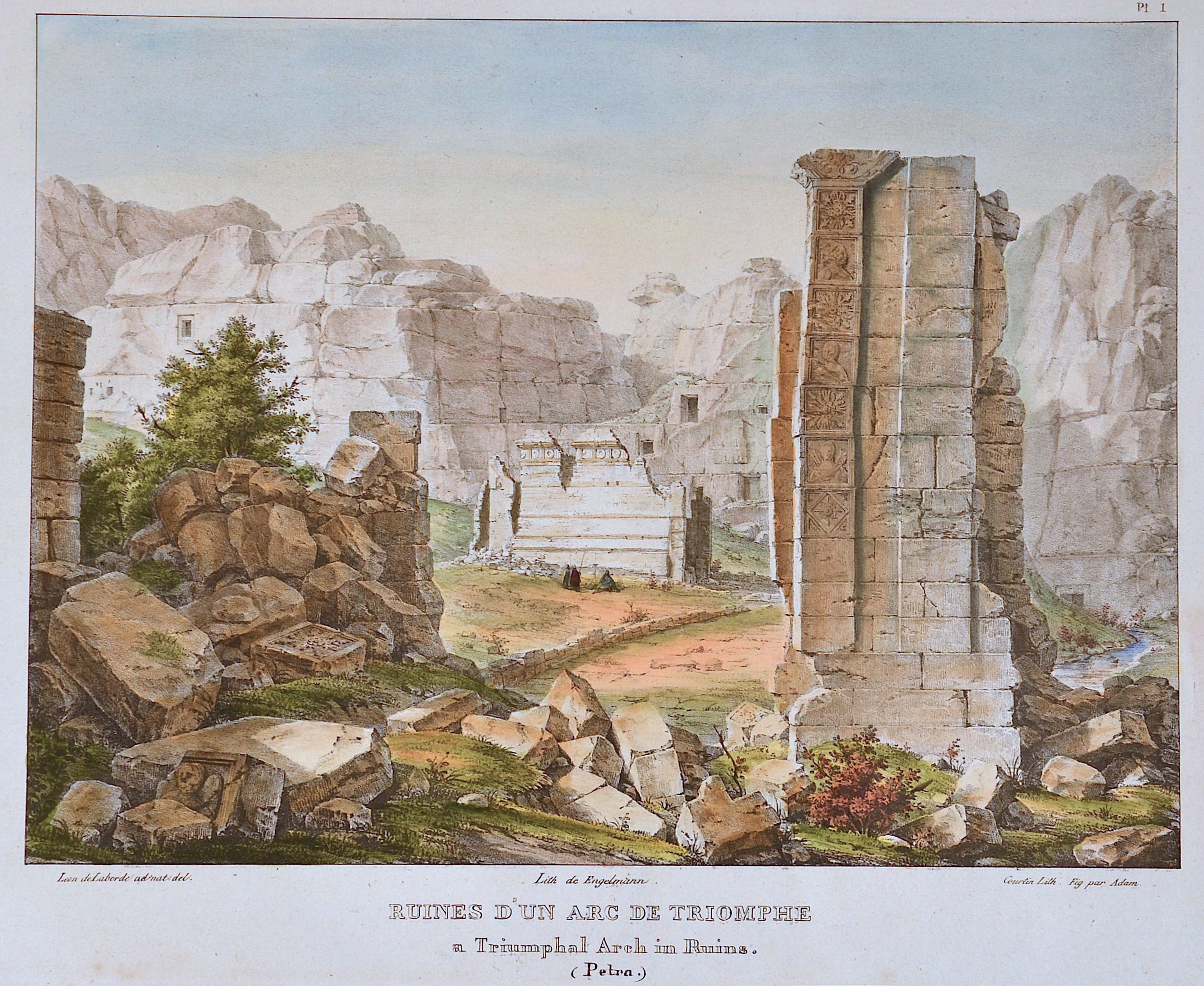 Engelmann Godefroy Ruines d´un arc de Triomphe/ A Triumphale Arch in Ruins ( Petra)