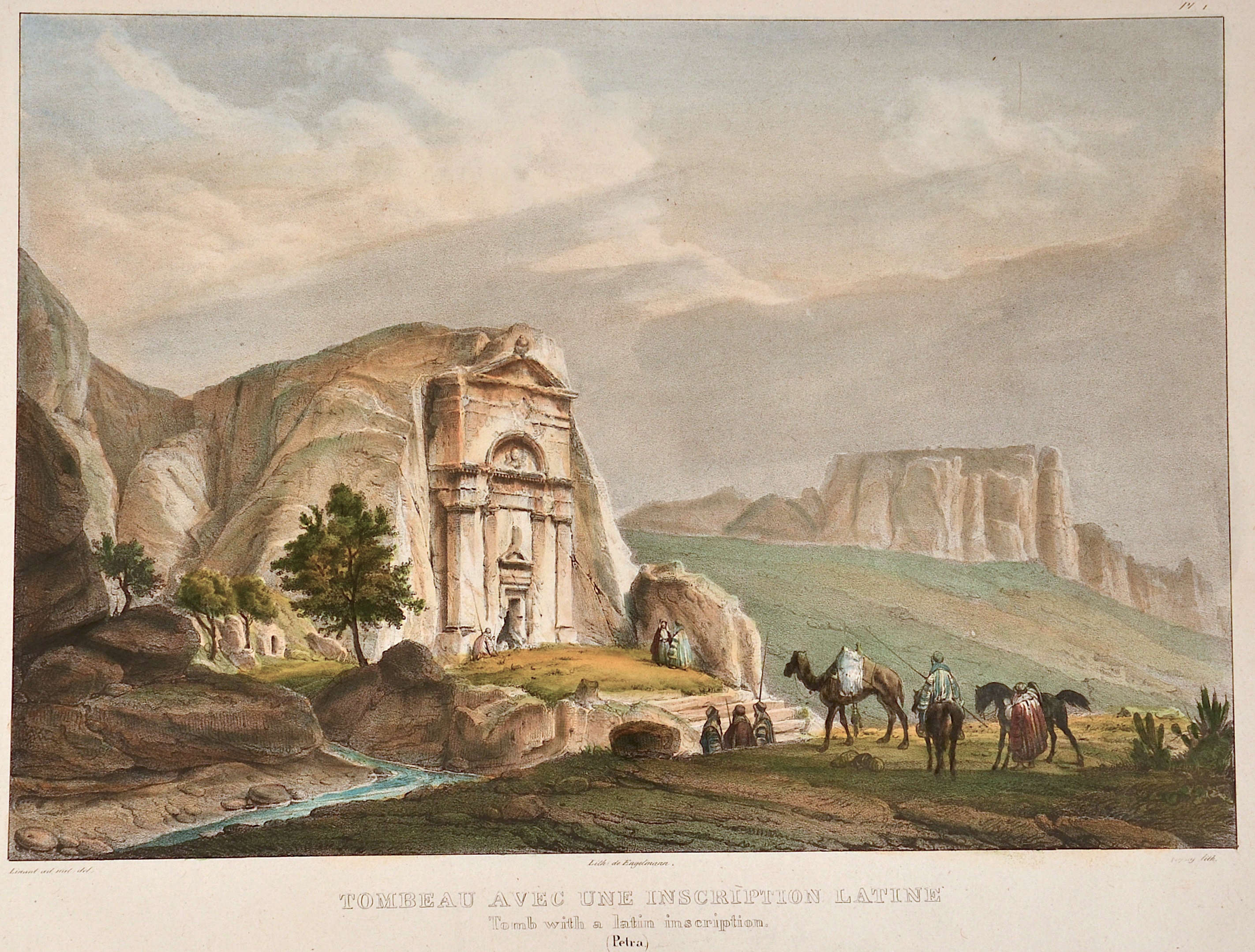 Engelmann Godefroy Tombeau avec un inscription latine/ Tomb with a latin inscription ( Petra)