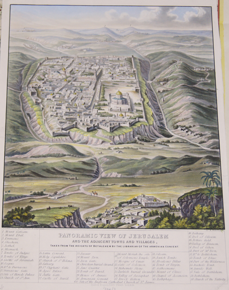 Whittock N. Panoramic view of Jerusalem and the adjacent towsn and villages…
