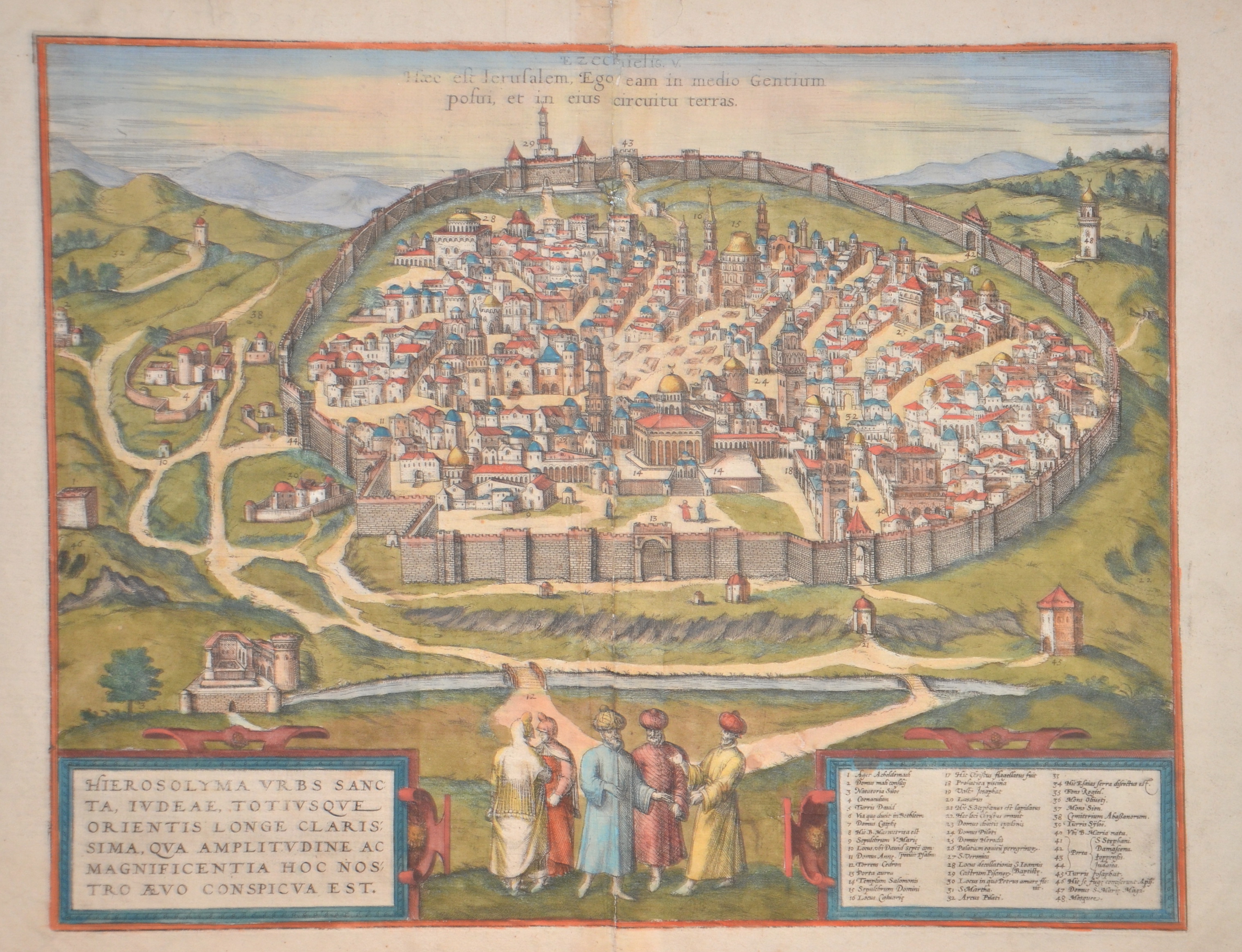 Braun/Hogenberg Franz/ Georg Hierosolyma urbs Sancta, Judeae totiusque orientis longe Clarissimae, qua amplitudine ac Magnificentia hoc nostro aevo conspicua est.