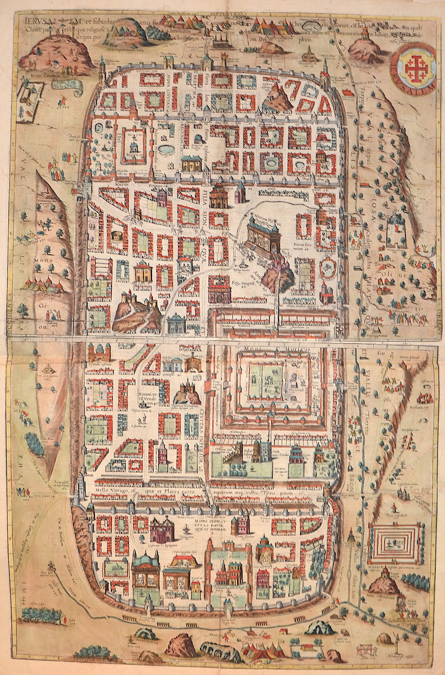 Braun/Hogenberg Franz/ Georg Jerusalem, et  suburbiaeius sicut tempore Christi floruit, cu locis, in quib.. / Jerusalem. Von Michael Eyzinger beschriben und illustriert.