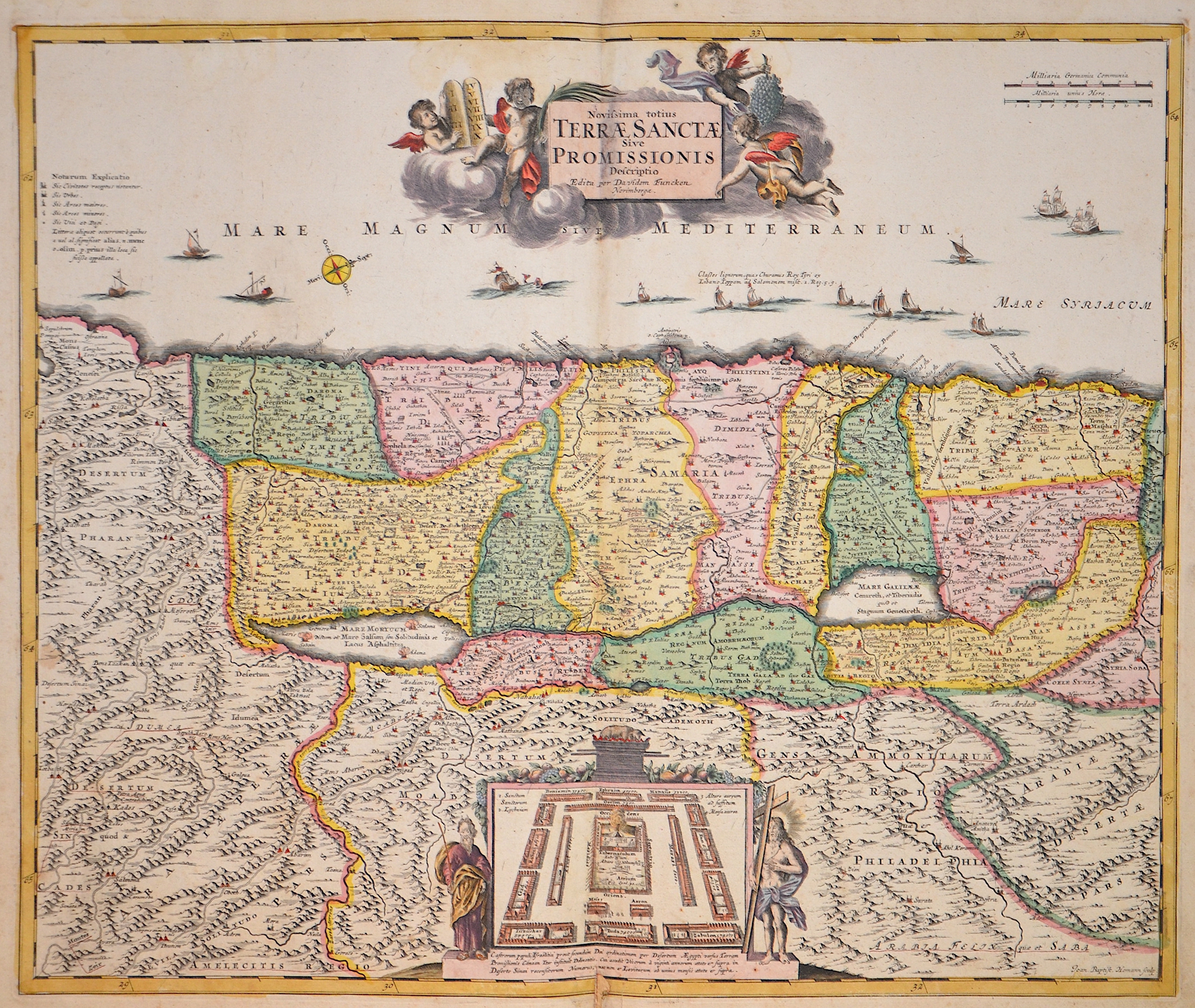 Homann Novissima totius Terrae Sanctae Sive Promissionis Descriptio Edita per Davidem Funcken Norimbergae