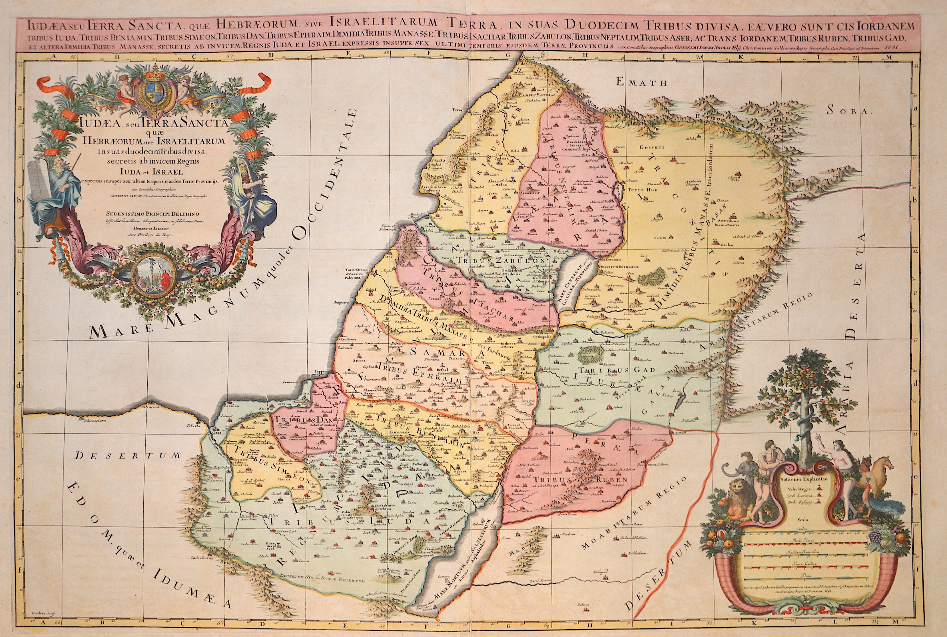 Jaillot/ Sanson Judaea seu Terra Sancta quae Hebraeorum sive Israelitarum insas duodecim Tribus divisa, secretis ab invicem Regnis Juda, et Israel..