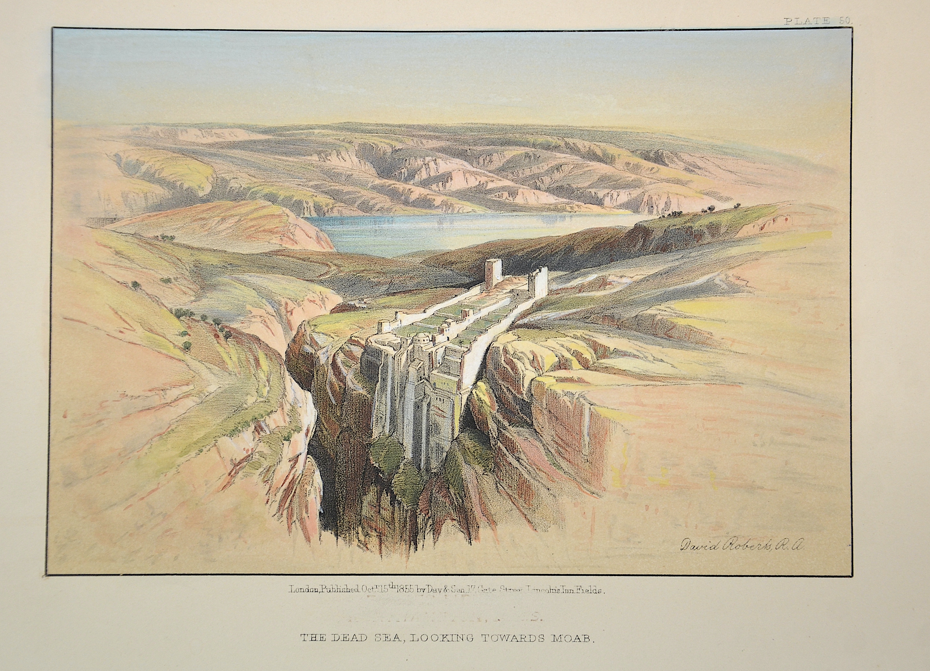 Roberts The Dead Sea, looking towards Moab. / Plate 50.