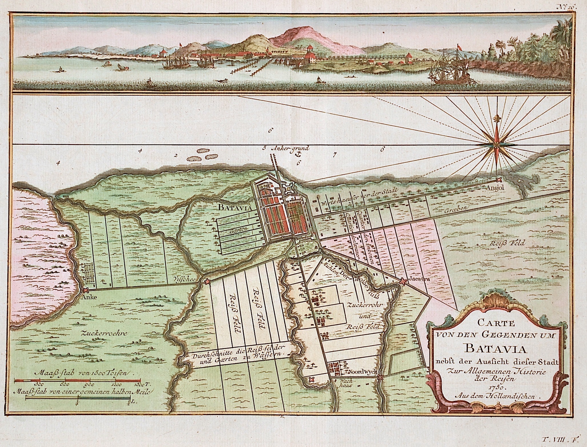 Anonymus  Carte von den Ggenden um Batavia nebst der Aussicht dieser Stadt