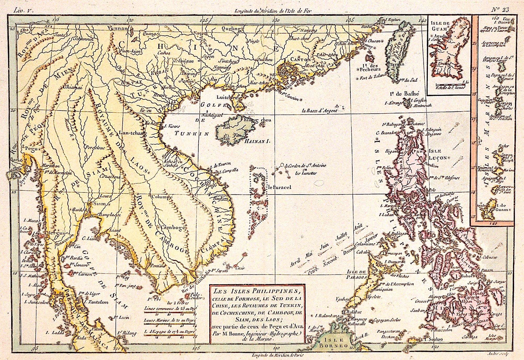 Bonne Rigobert Les Isles Philippines, celle de Formose, le Sud de la Chine, les Royaumes de Tunkin, de Cochin Chine, de Camboge, de Siam, des Laos…