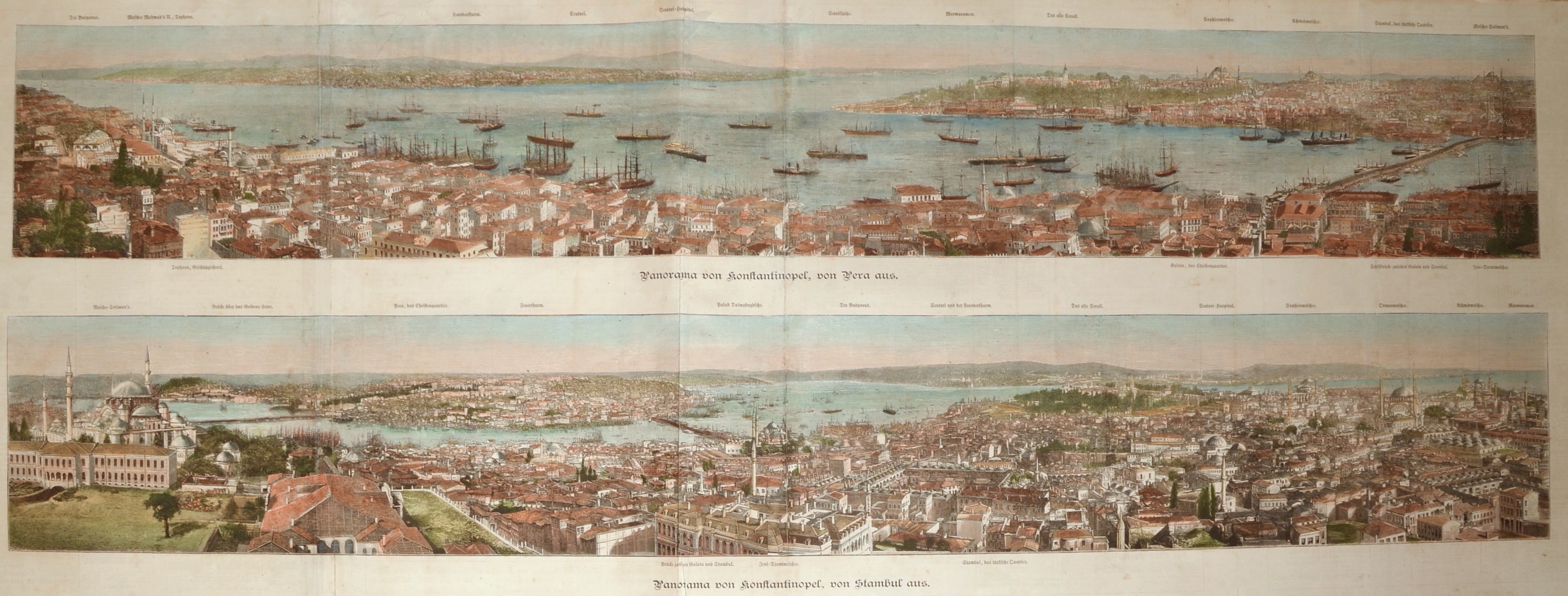 Harral H. Panorama von Konstantinople, von Pera aus / Panorama von Konstantinopel, von Stambul aus