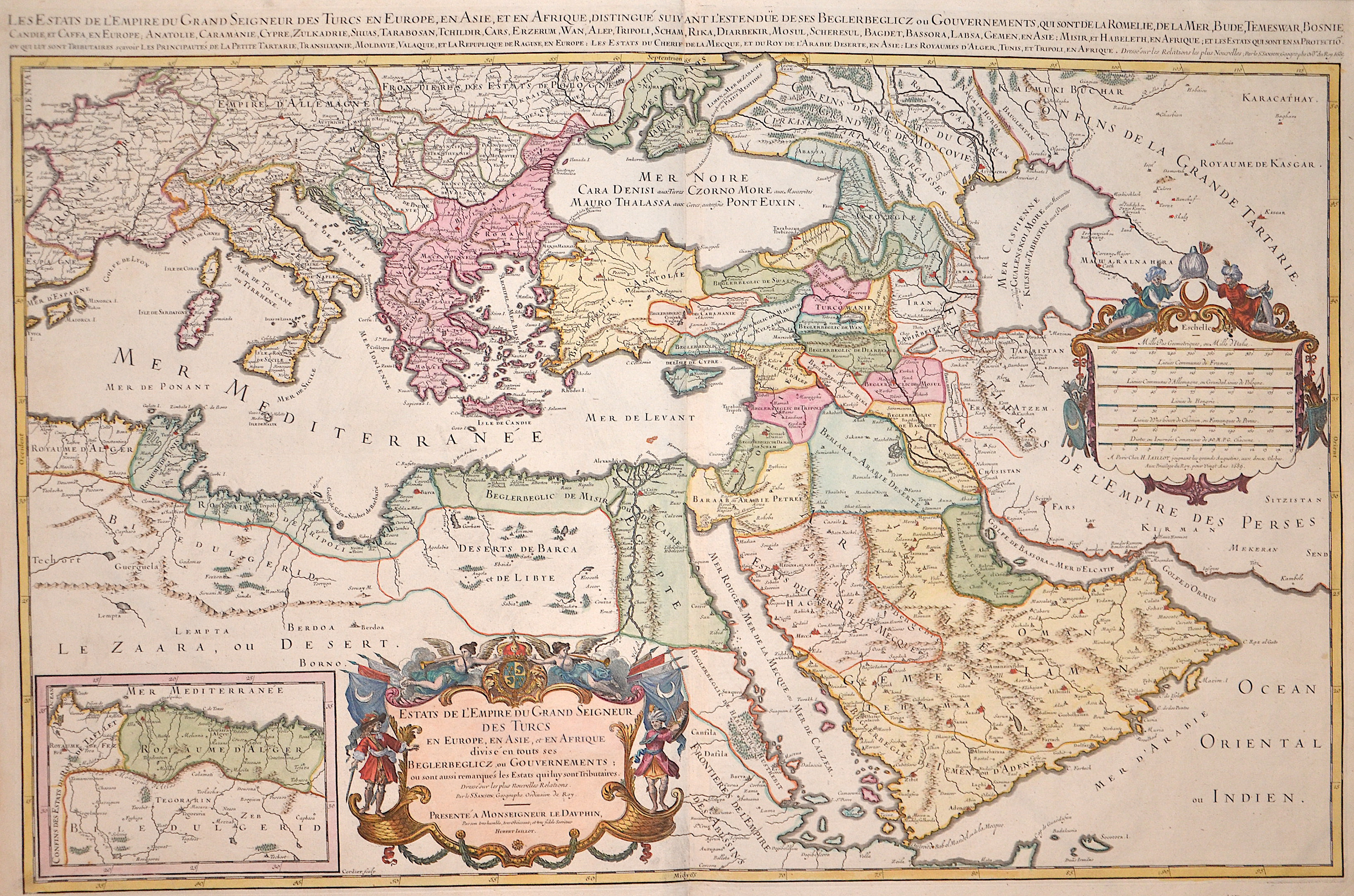 Jaillot/ Sanson Hubert/ Nicolas Estats de l’Empire du Grand Seigneur des Turcs en Europe, es Asie, et en Afrique divise en toiuts ses…