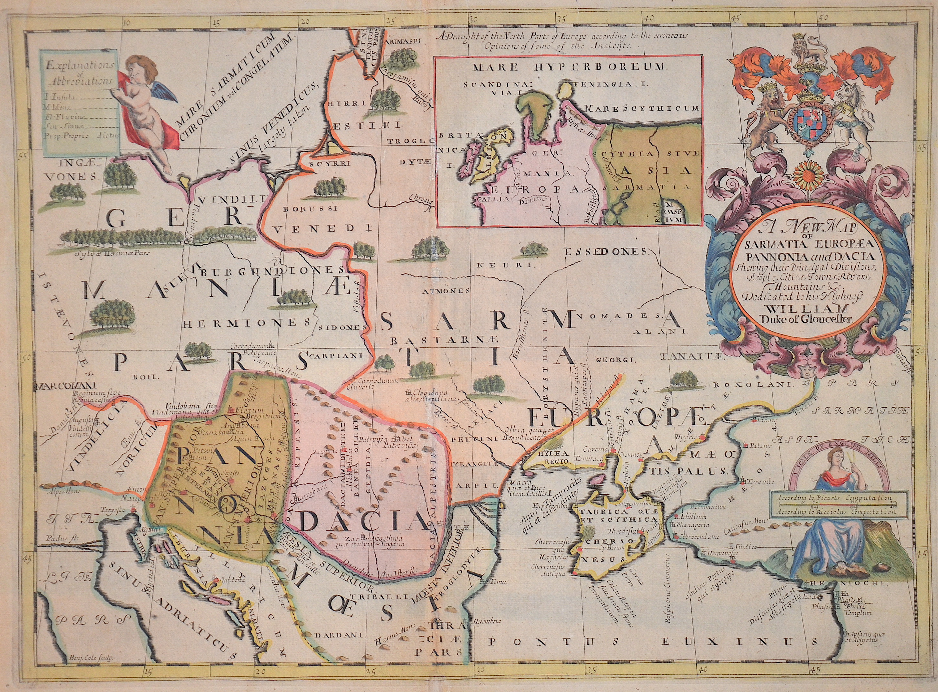 Wells  A New Map of Sarmatia Europaea Pannonia and Dacia..   William Duke of Gloucester.
