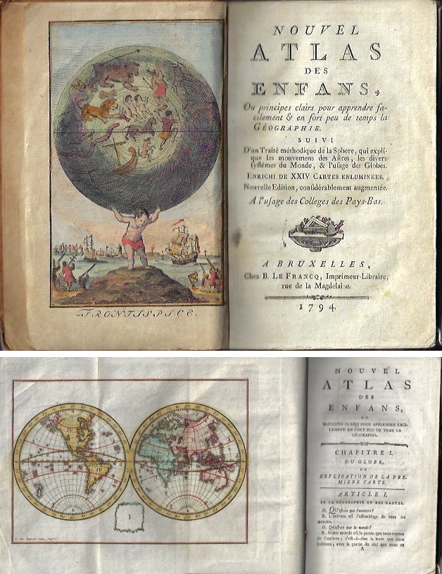 Bruyset Pere & Fils Jean-Marie Atlas des Enfans, ou nouvelle méthode pour apprendre la Géographie; avec un Nouveau Traité de la Sphère, et XXIV Cartes enluminées.