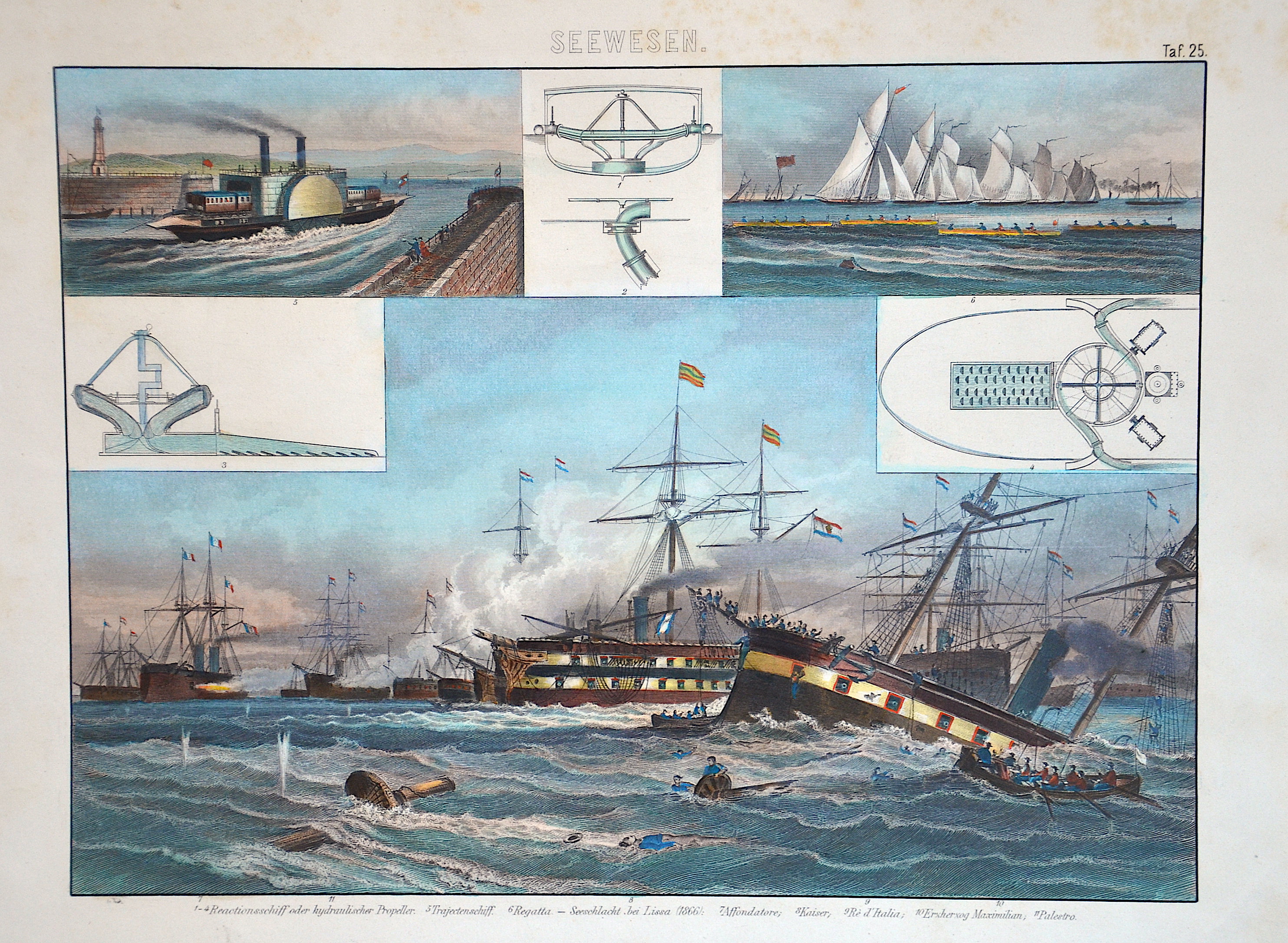 Brockhaus  Seewesen. Taf. 25. / Seeschlacht bei Lissa (1866)
