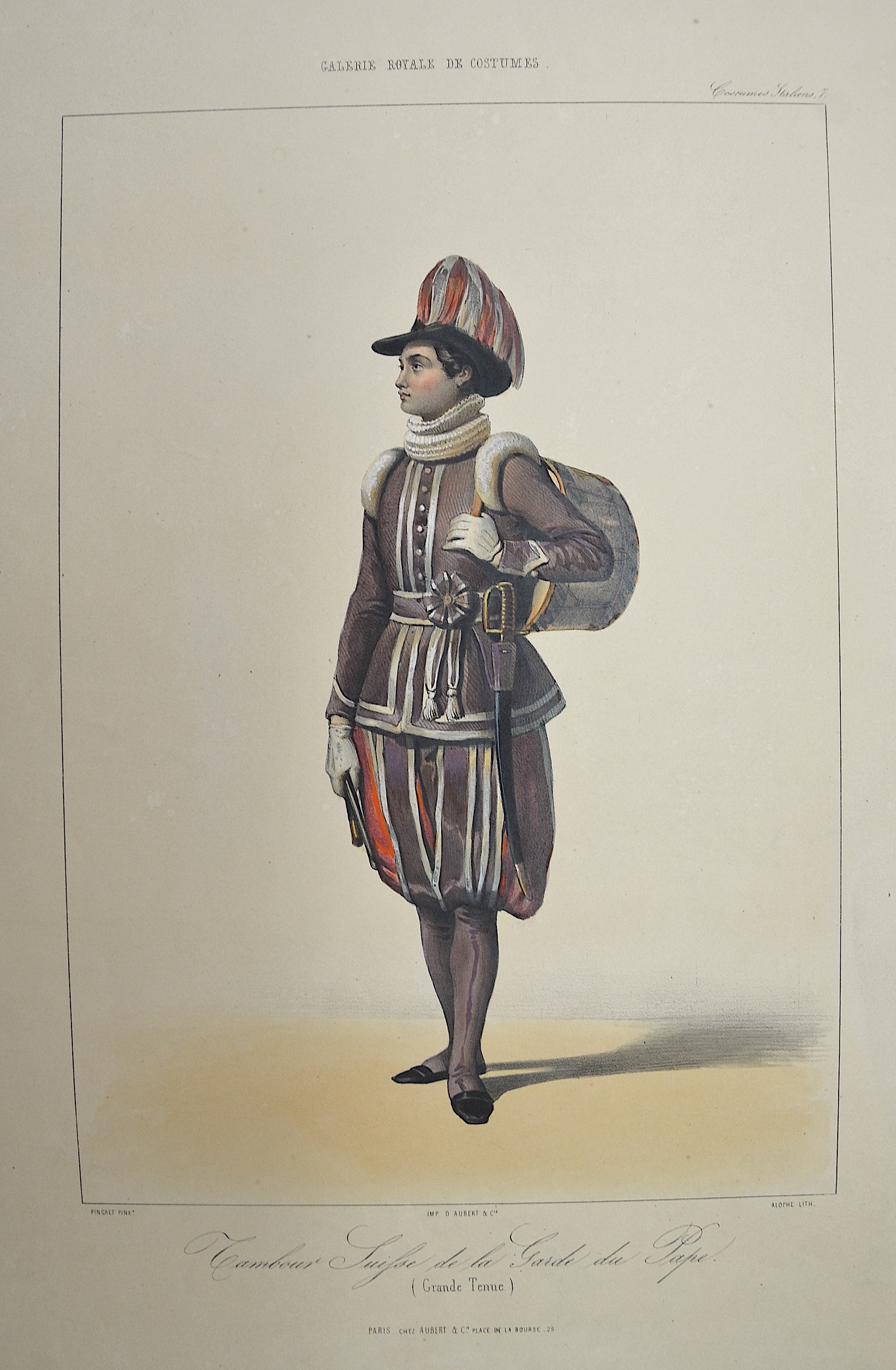 Aubert/ Pingret d'/ E. Tambour Suisse de la Garde du Pape. (Grande Tenue)