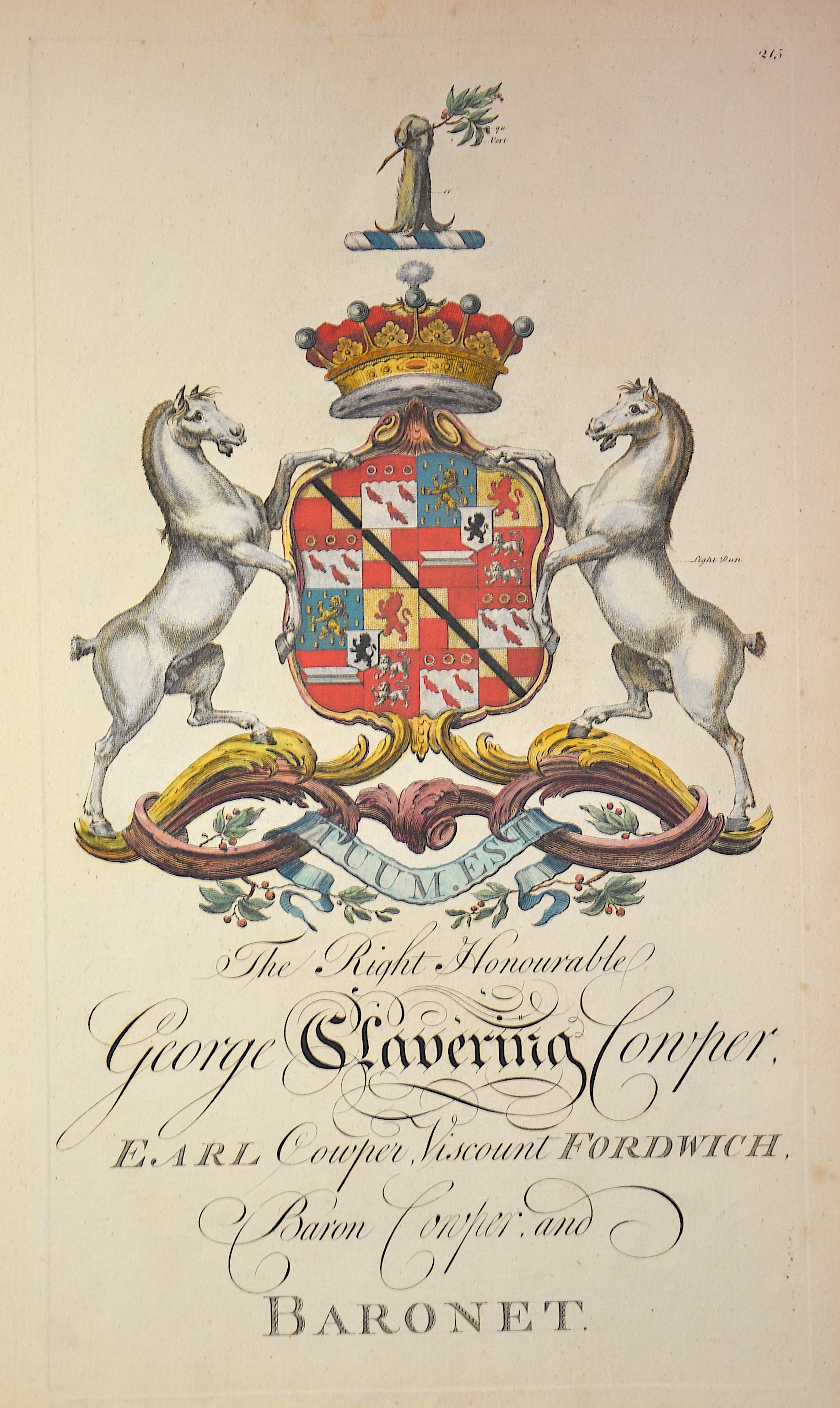 Edmondson The Right Honourable George-Clavering Cowper, earl Cowper Wiscount Fordwich Baron Cowper and Baronet.