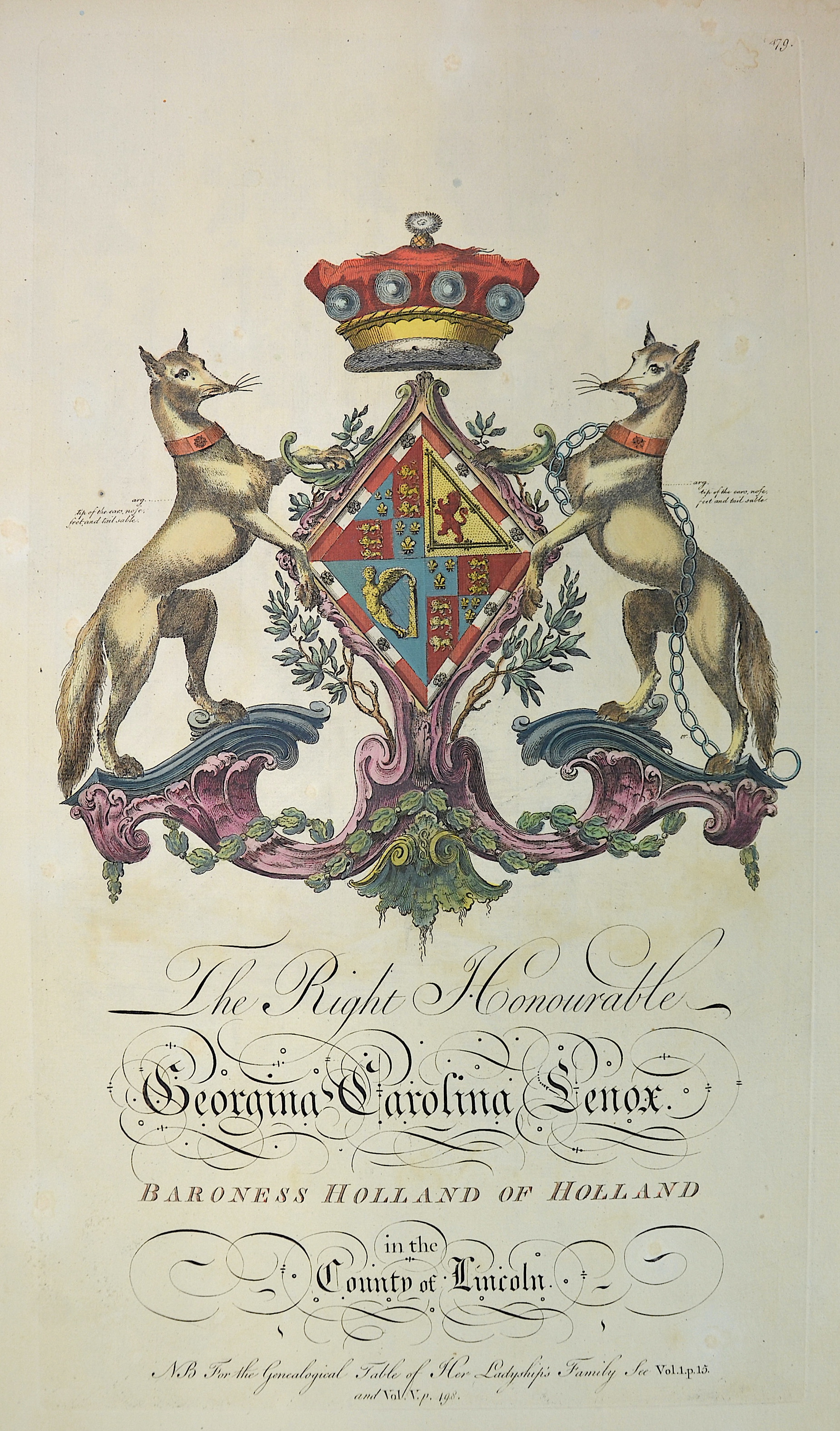 Edmondson The Right Honourable Georgina Carolina Lenox Baronesse Holland of Holland in the county of Lincoln.