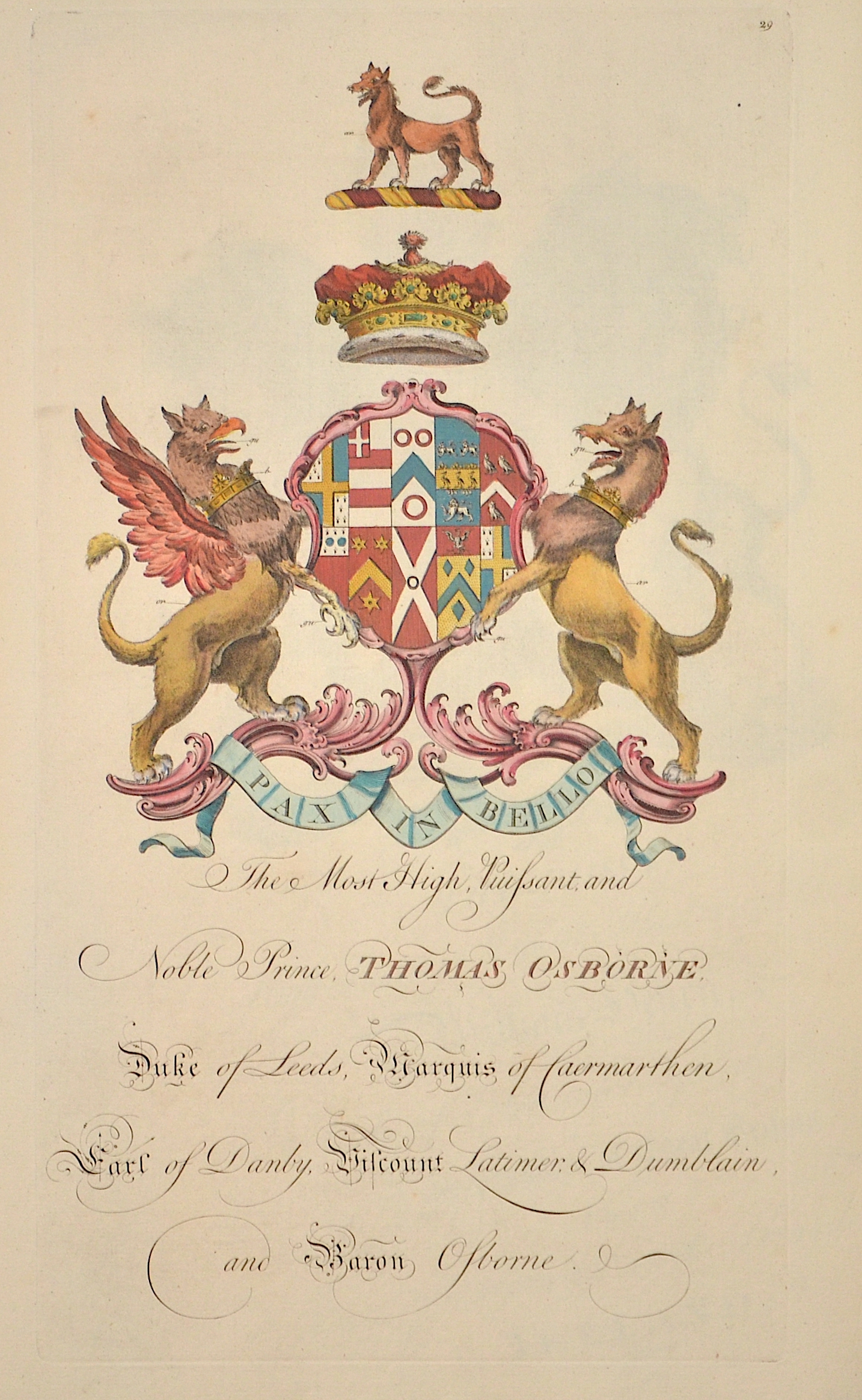 Edmondson  The Most High, Vuissant, and Noble Prince, Thomas Osborne, Duke of Leeds, Marquis of Caermarthen, Earl of Danby, Viscount Latimer, u. Dublain,..
