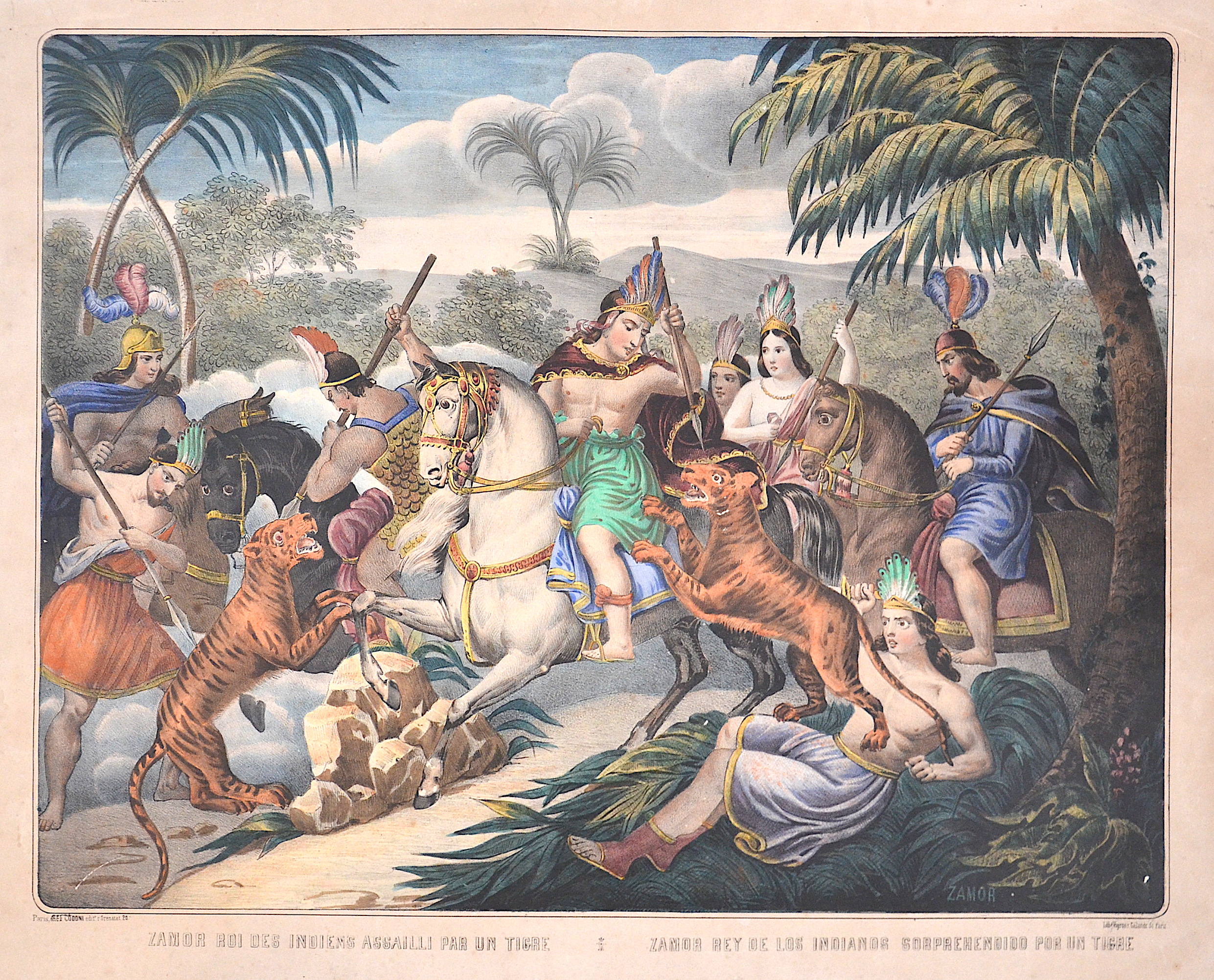 Ray Gordon N. Zamor roi des Indiens Assailli par un Tigre / Zamor rey de los indianos sorprehendido por un Tigre